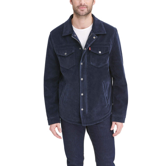 Levi's mens Shirt Faux Leather Jacket, Navy Faux Suede, X-Large US