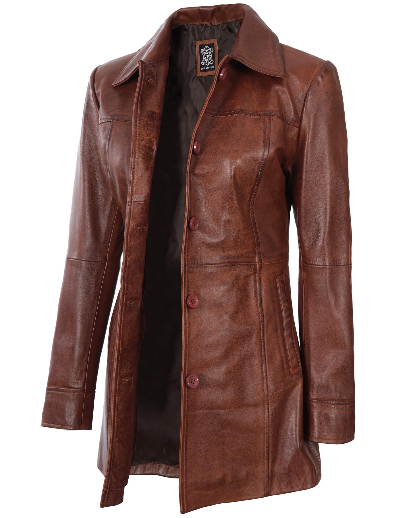 Decrum Womens Blazer Leather Jacket - Brown Leather Coats | [1515032] Kandis Cognc, S