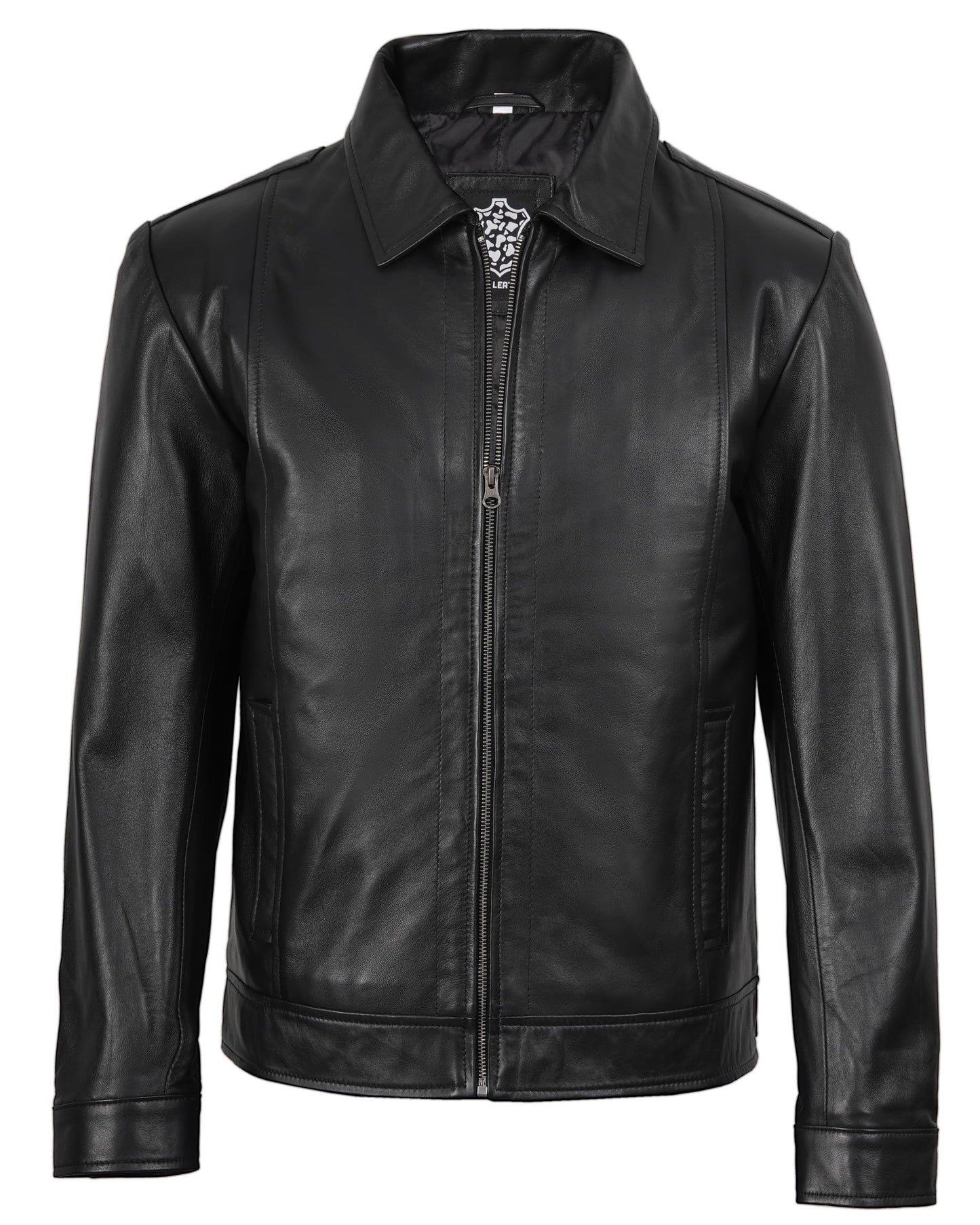 Decrum Mens Black Leather Jackets - Leather Motorcycle Jacket | [1103534] Jose Black, L