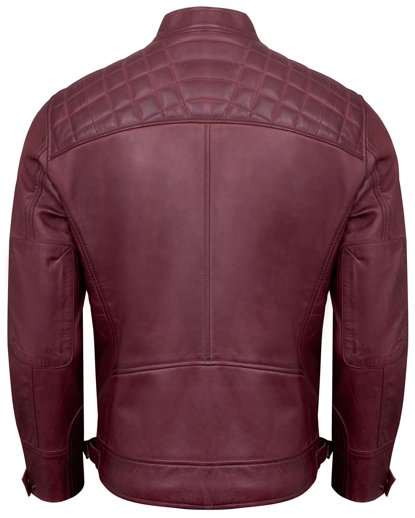 UrbanFocal Leather Jacket Men - Mens Maroon Leather Jackets | [101000403] Diamond1 Maroon, M