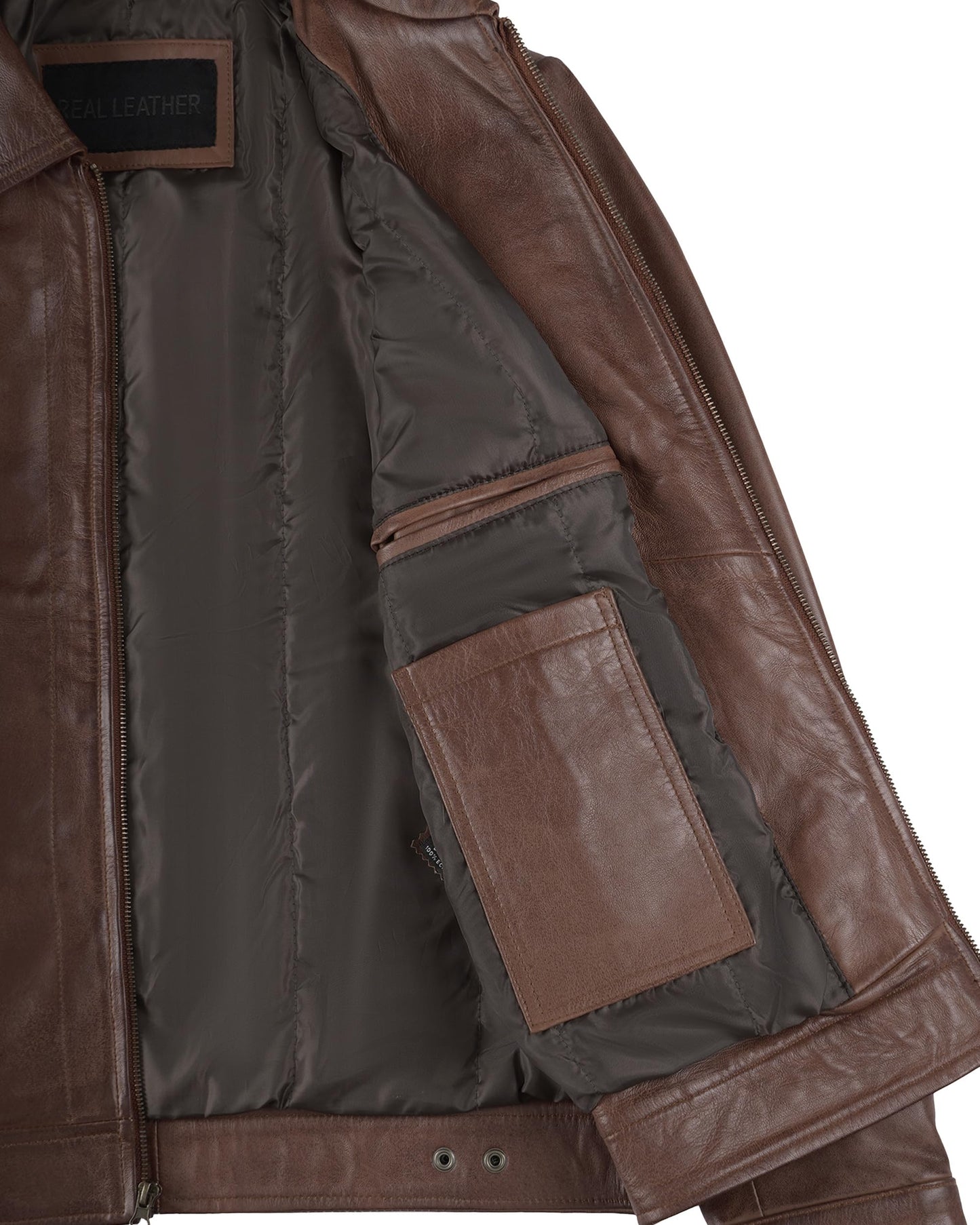 fjackets Mens Leather Jacket - Real Leather Jackets For Men - Motorcycle Leather Jacket Men Wiiick Cognac |[1100375], XL