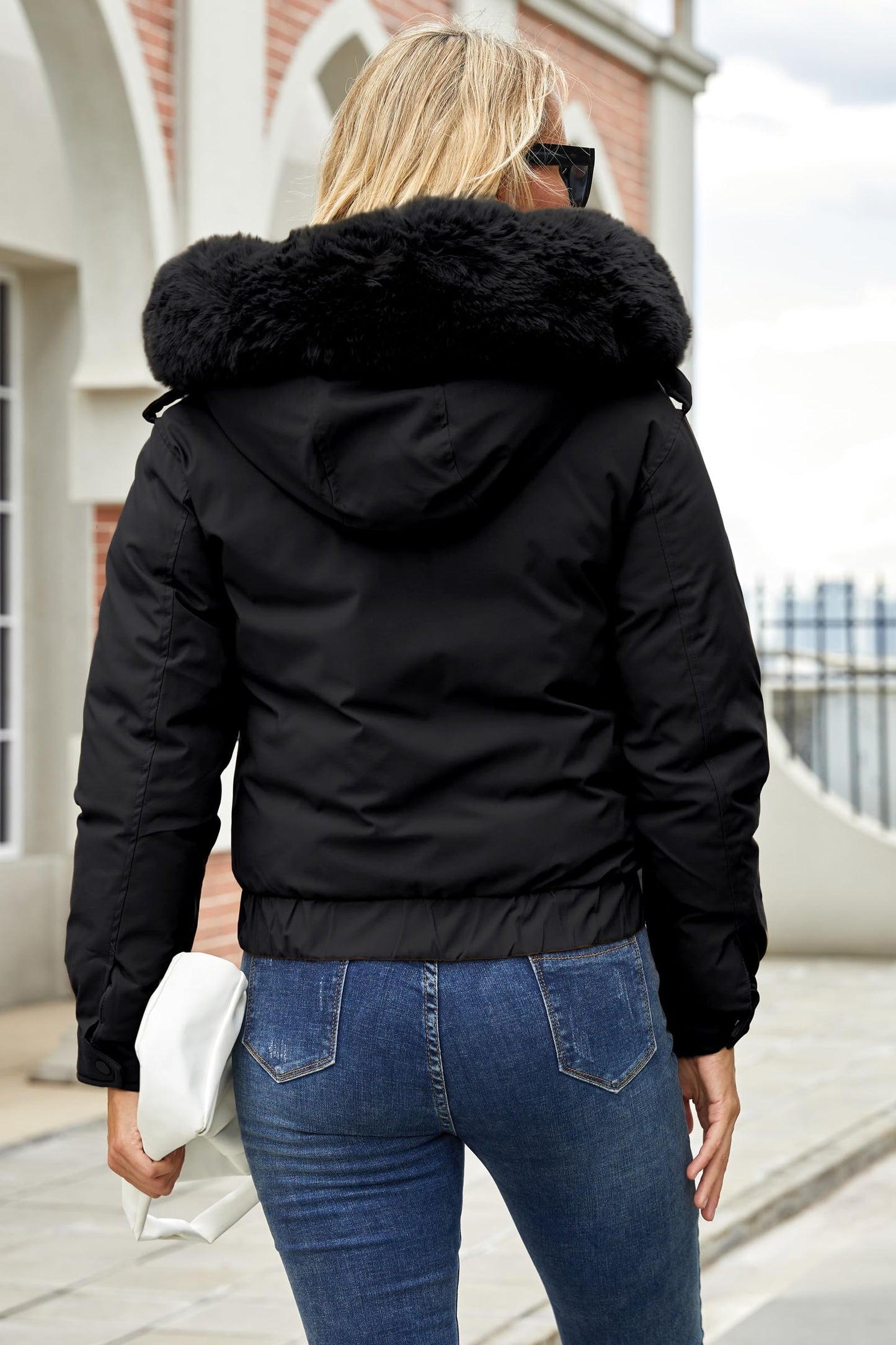 MODERN BUBBLE Winter Coats for Women Thickened Puffer Jacket with Detachable Fur Hood Winter Warm Parka Puffer Coat