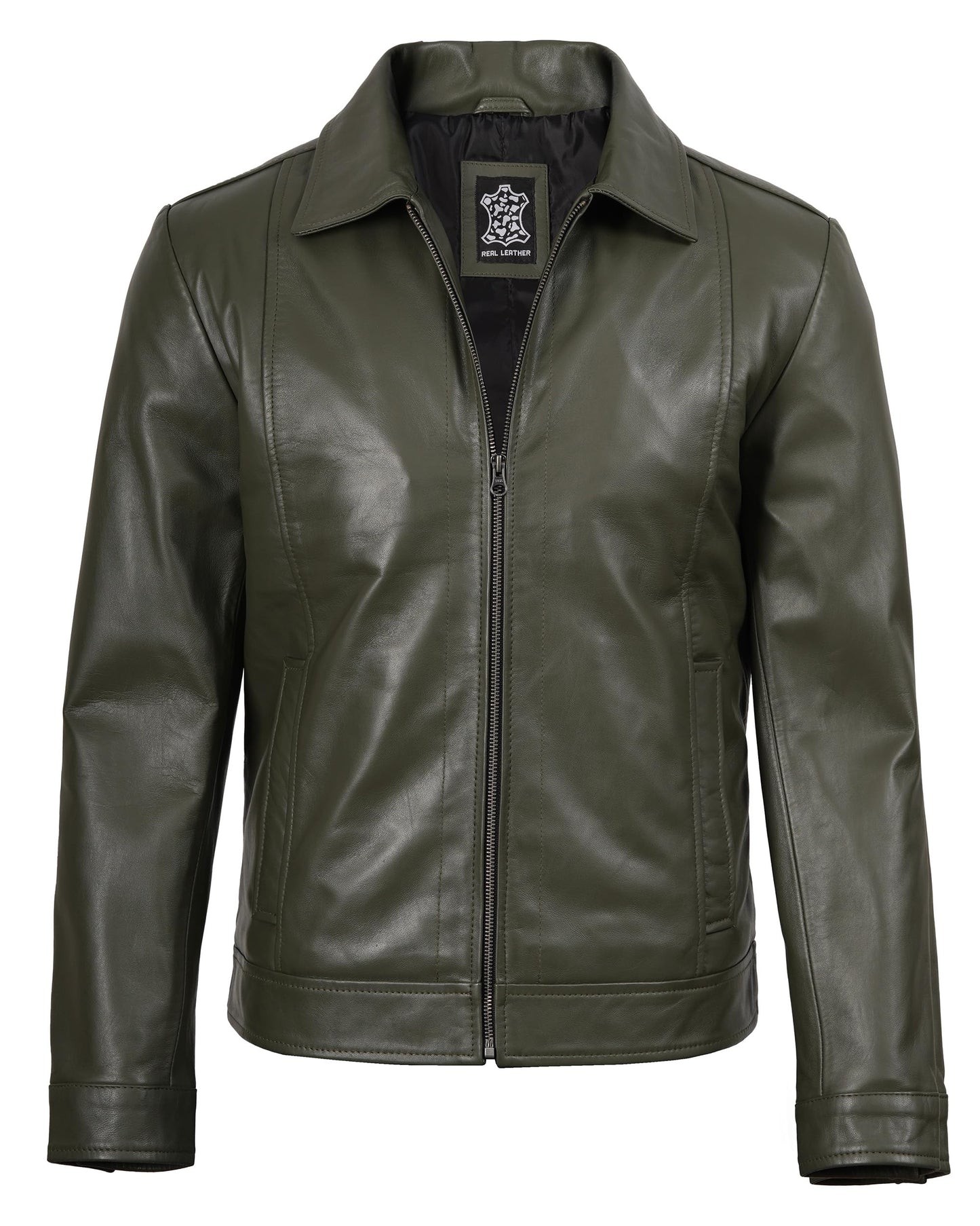 Decrum Vintage Leather Jacket - Leather Jacket Mens | [1124084] Jse Olive Grn, L