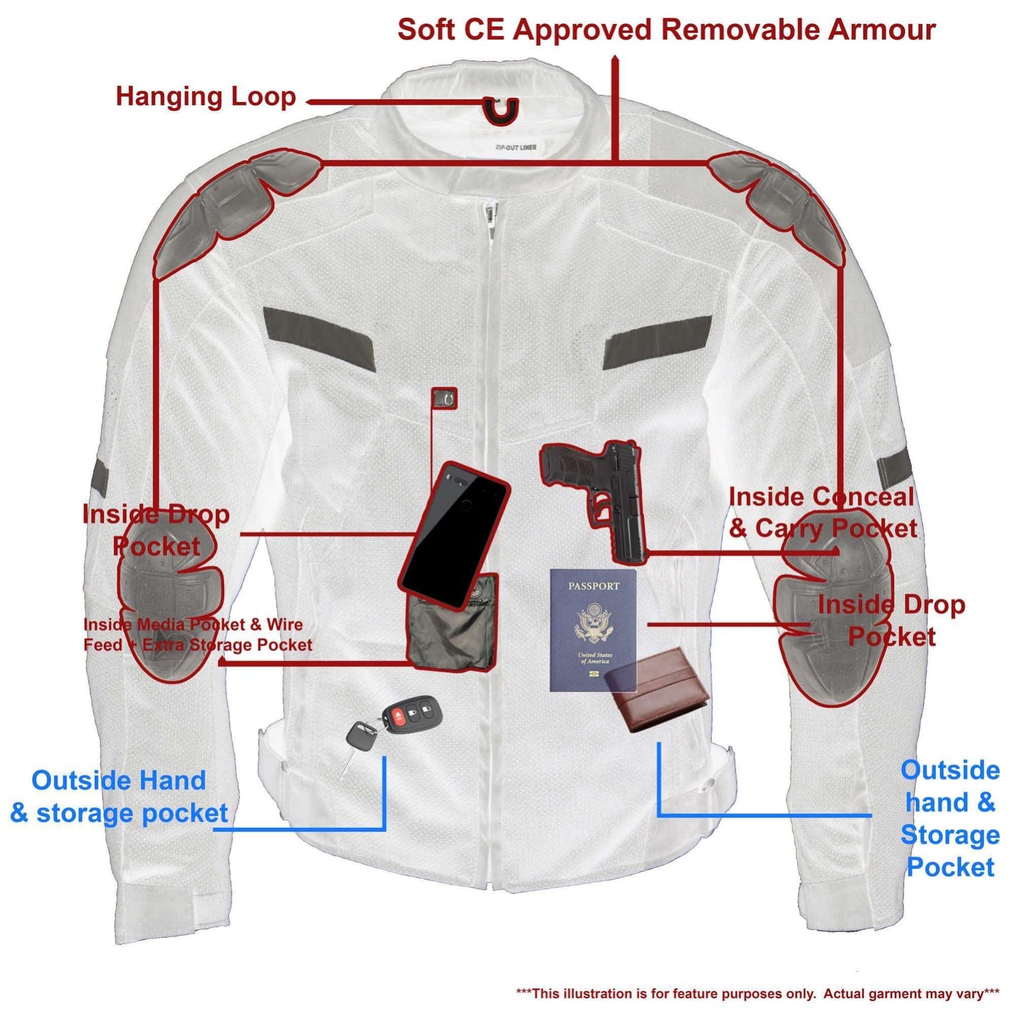 Milwaukee Leather Men’s CE Armored All-Season Motorcycle Jacket – Impact Protection Textile Racer Design - X-Large