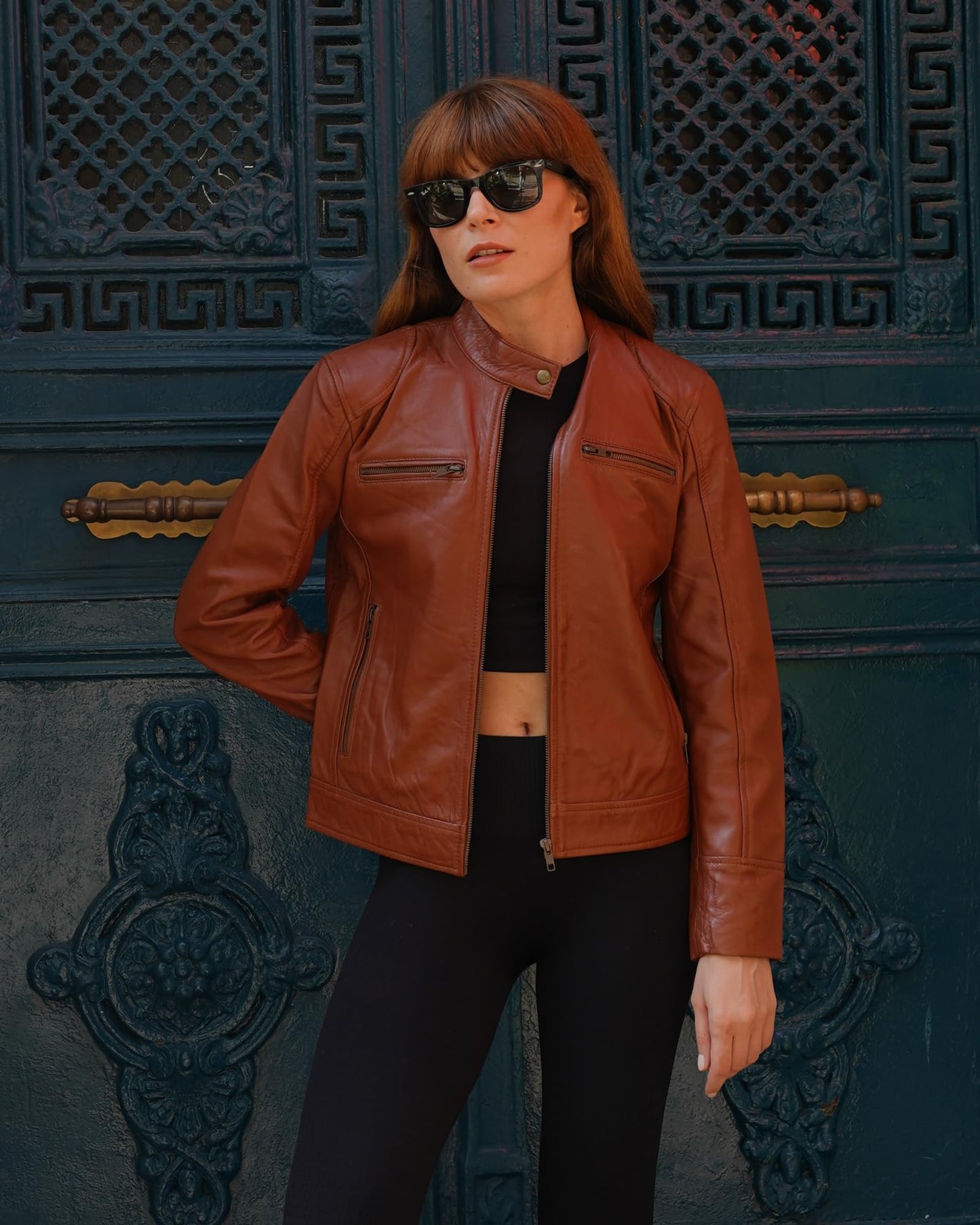 TLC Real Lambskin Leather Jacket Women - Soft Cafe Racer leather moto jacket women