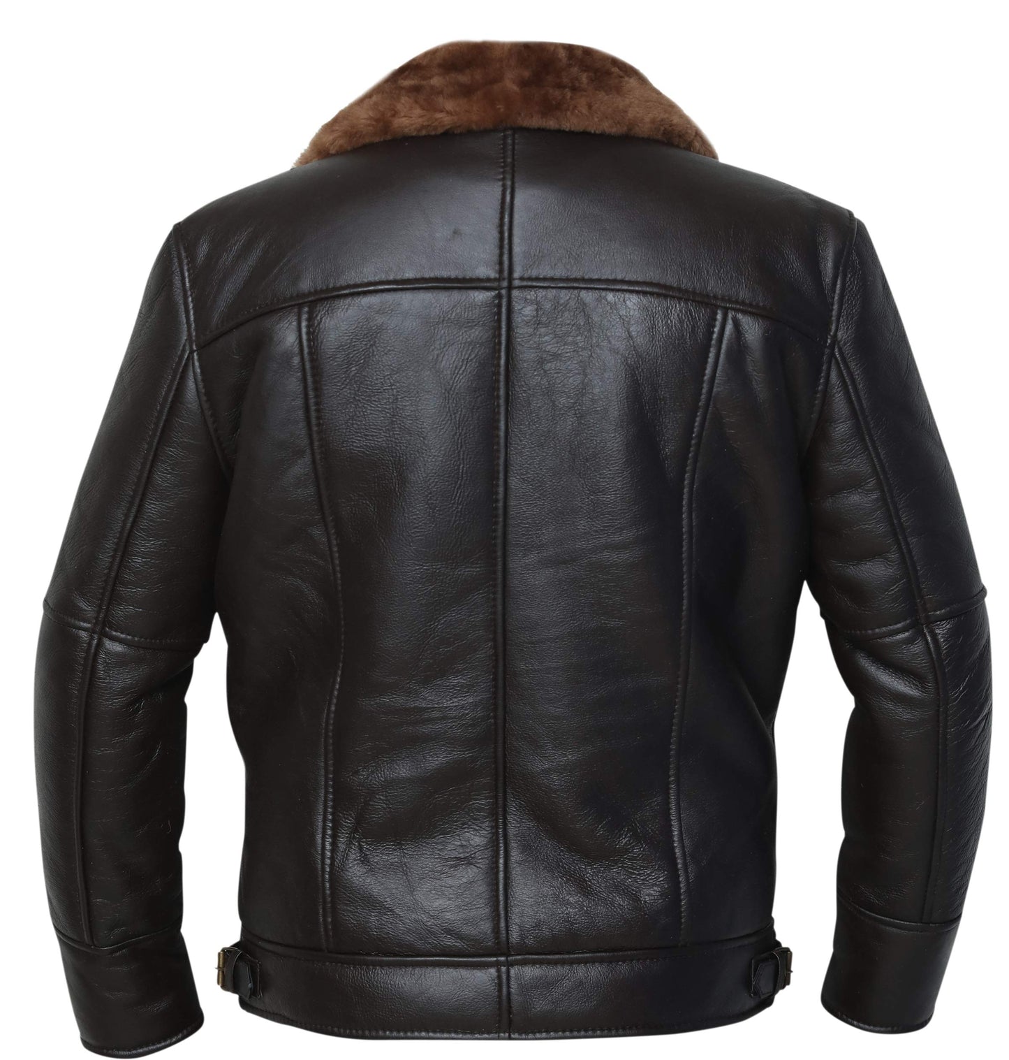 RSH LeatherCraft Cross Zip B3 Bomber Aviator Real Shearling Brown Sheepskin Leather Jacket (2XL)