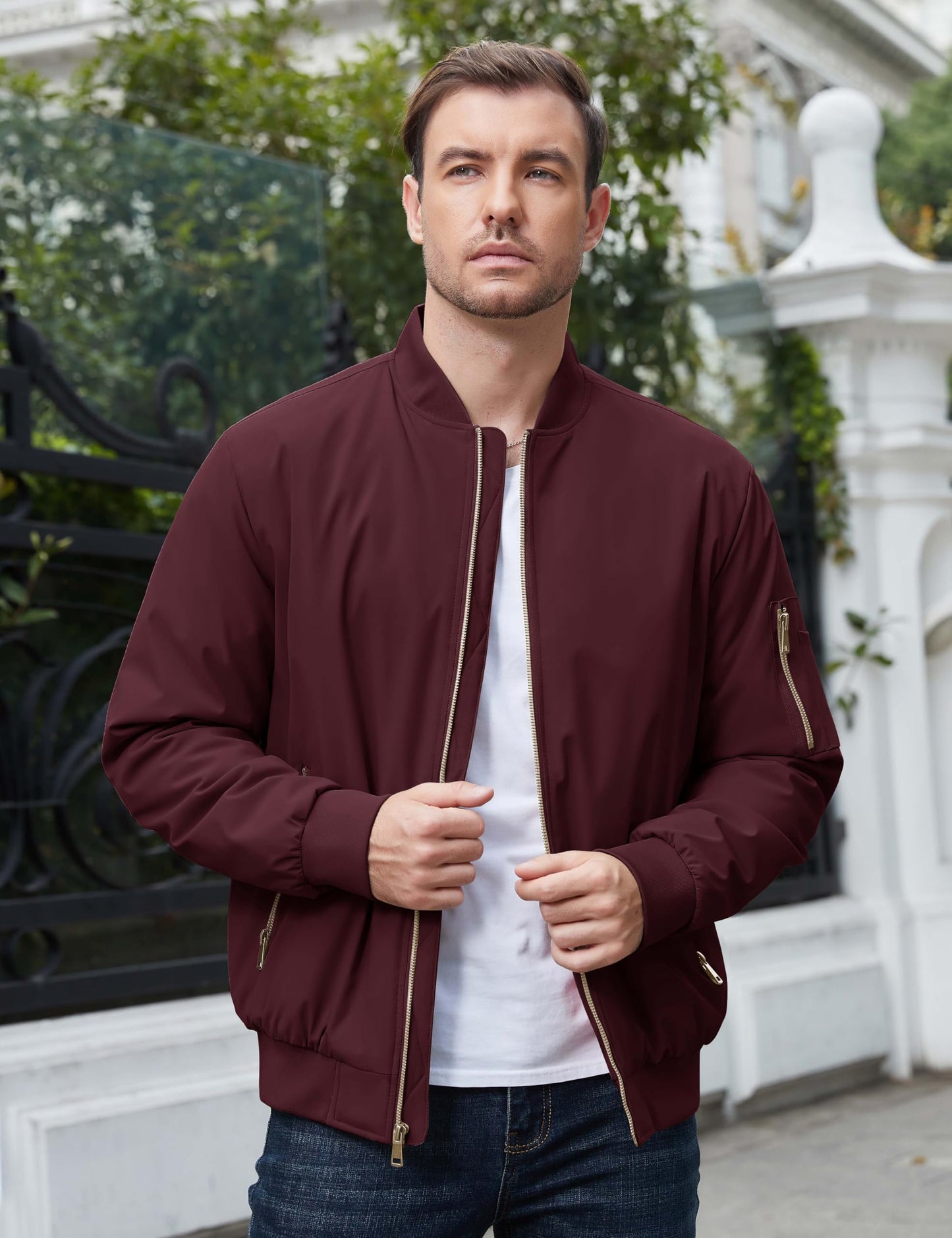 CRYSULLY Mens Fall Winter Light Bomber Jacket Casual Daily Outer Coats