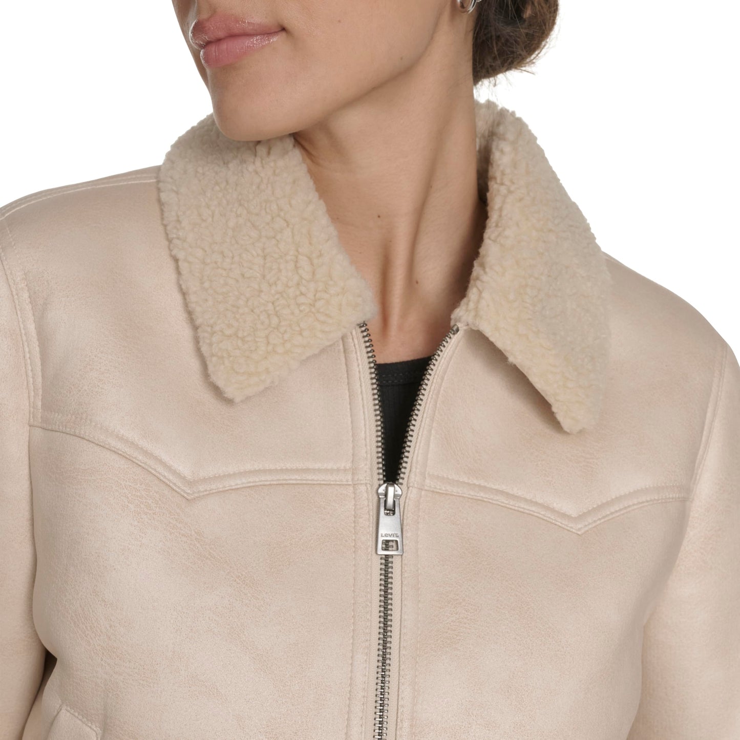 Levi's Women's Faux Shearling Western Bomber, Almond Milk, X-Large