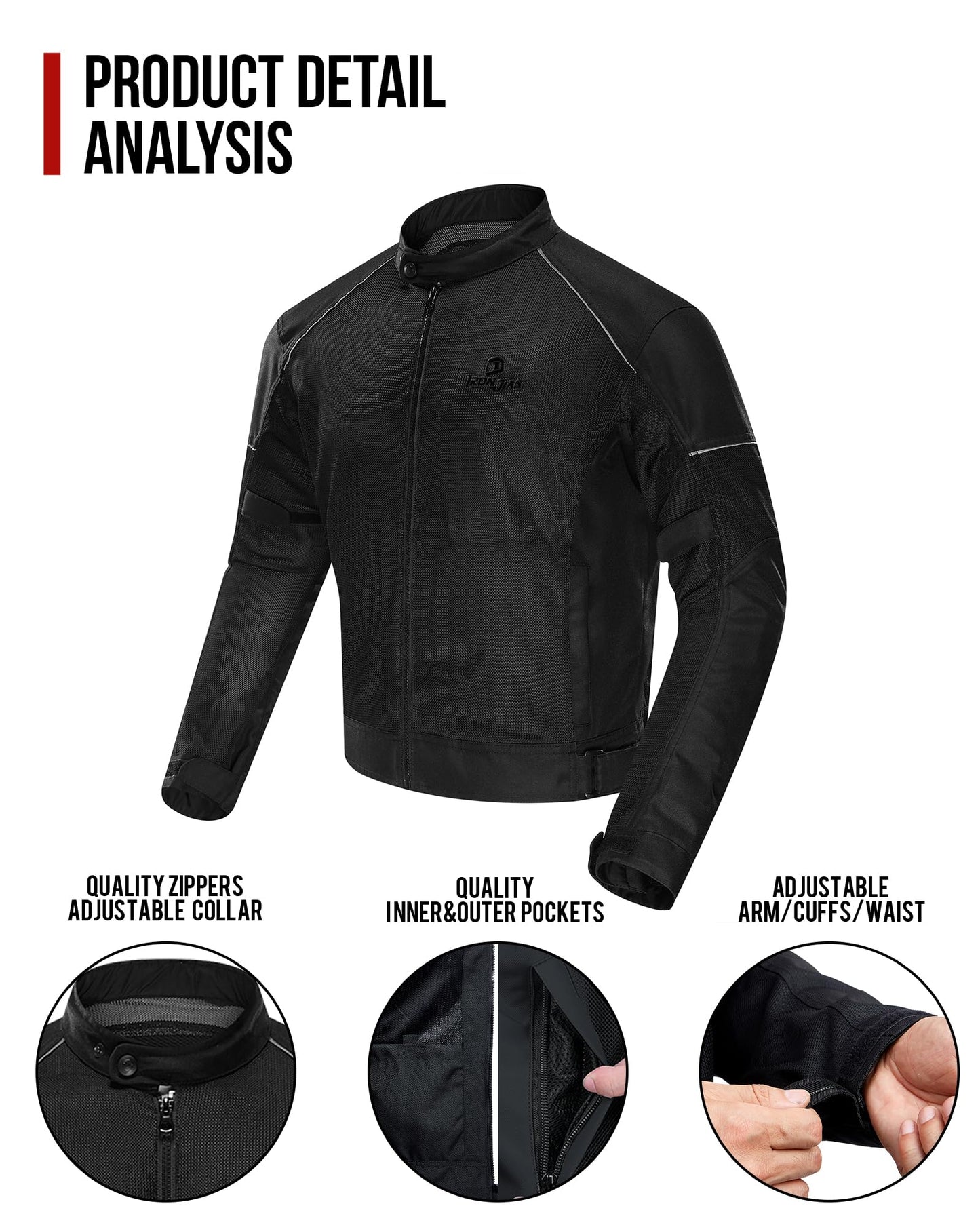 IRON JIA'S Summer Motorcycle Riding Jacket for Men, CE Certified
