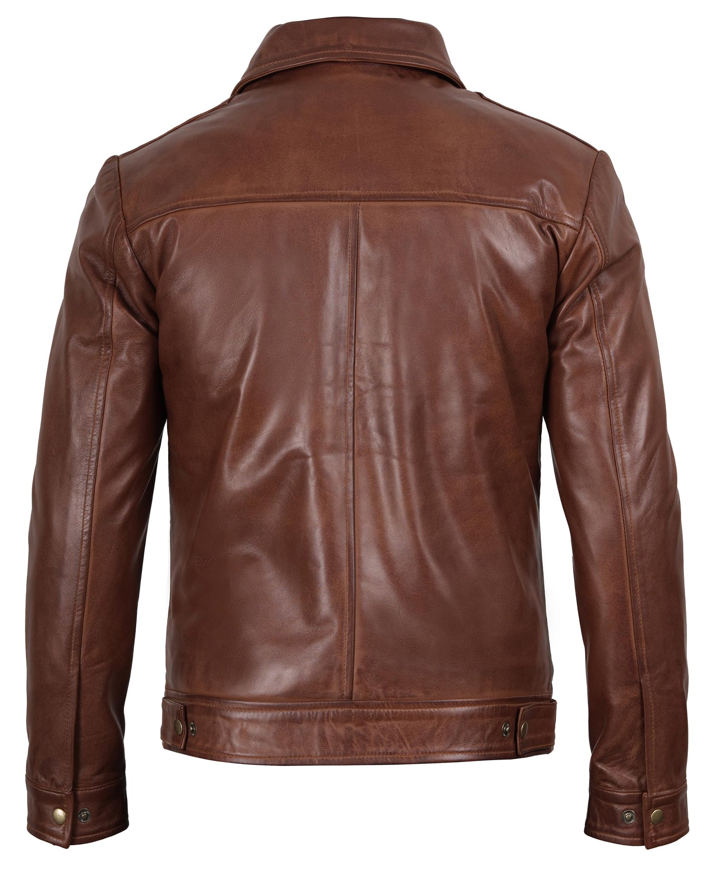 Decrum Vintage Leather Jacket - Lambskin Brown Leather Jackets Men | [1100374] Jose Cognac, L