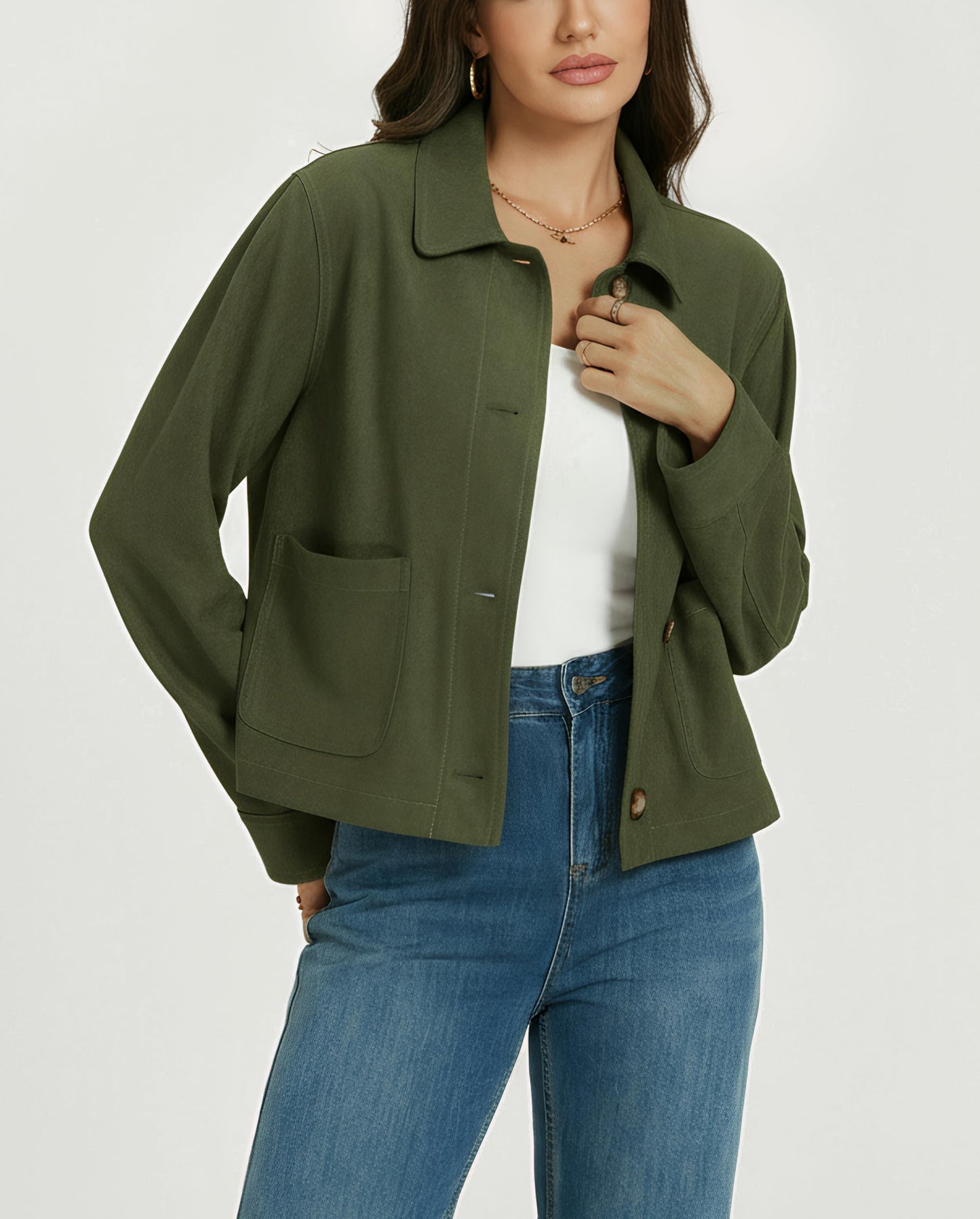 Ladyful Womens Faux Suede Bomber Jacket Cropped Dressy Fall Casual Button Down Leather Coat Outerwear