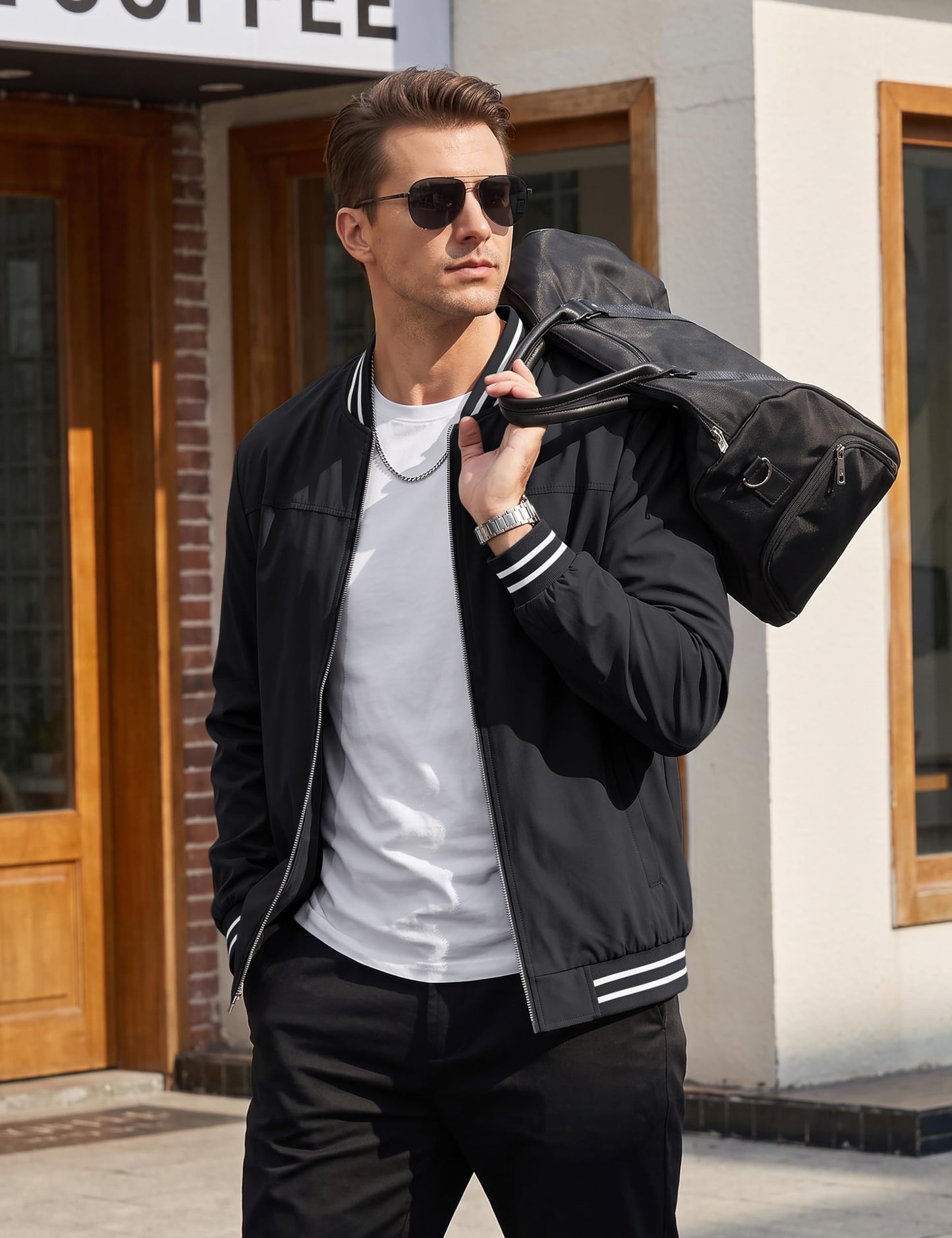 TACVASEN Mens Lightweight Coat Bomber Jacket Casual Spring Fall Outdoor