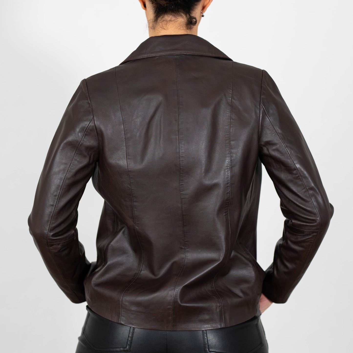 BRICK LANE Timeless Design Leather Jacket for Women | Genuine Lamb Nappa Leather Jacket (US, Alpha, XX-Large, Regular, Regular, Brown)