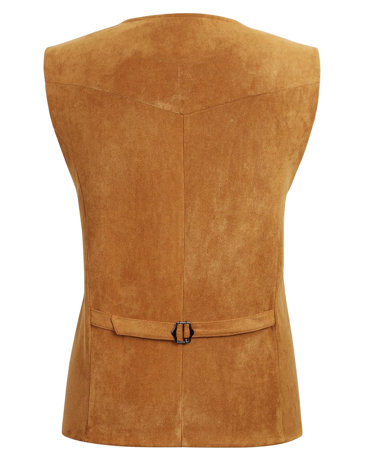 UpFind Men's Suede Leather Suit Vest V Neck Artificial Retro 5 Button Regular Vest Cowboy Style Sleeveless Jacket