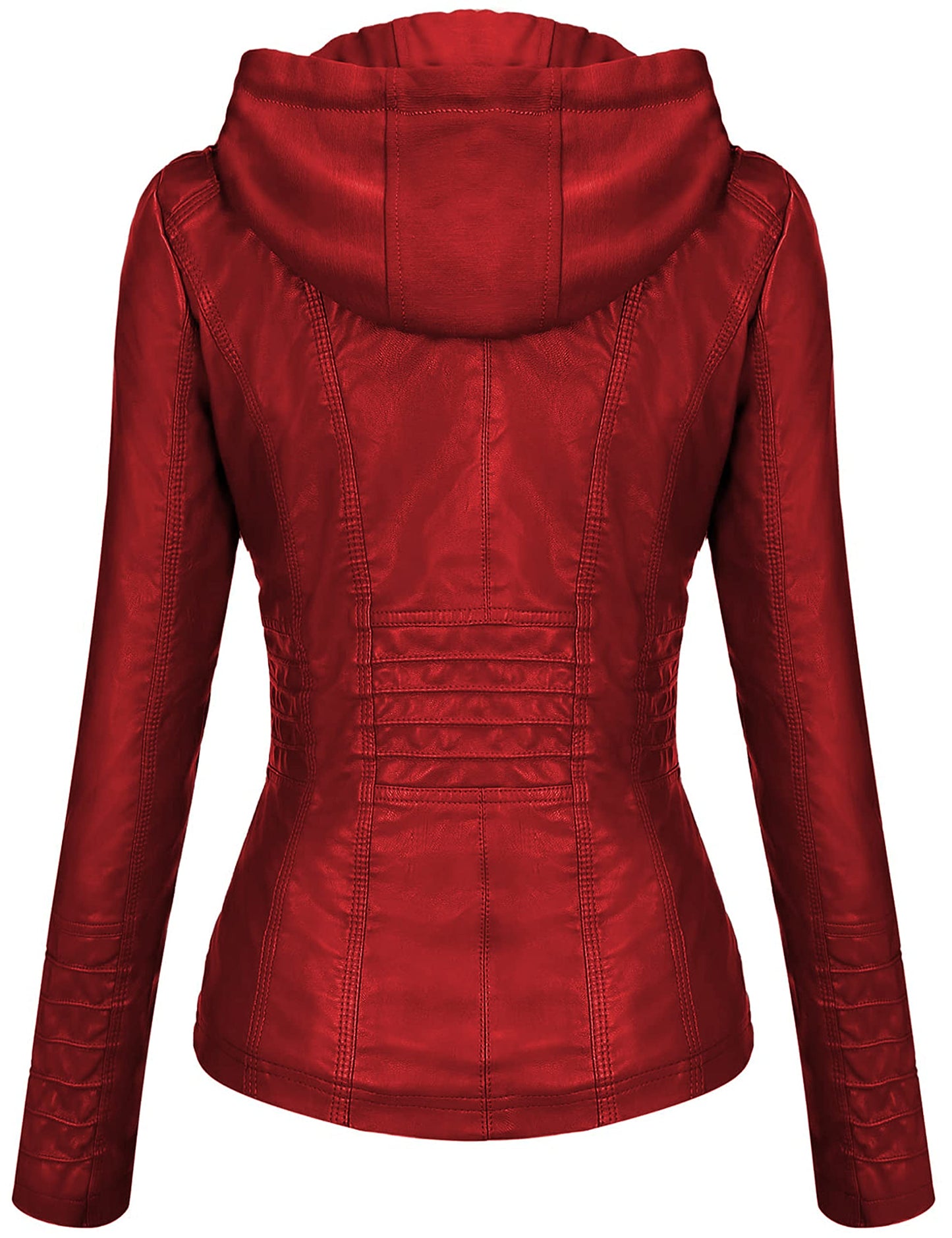 Tanming Womens Faux Leather Jacket Hooded Moto Biker Coat Outerwear Fall Fashion Outfits Winter Clothes