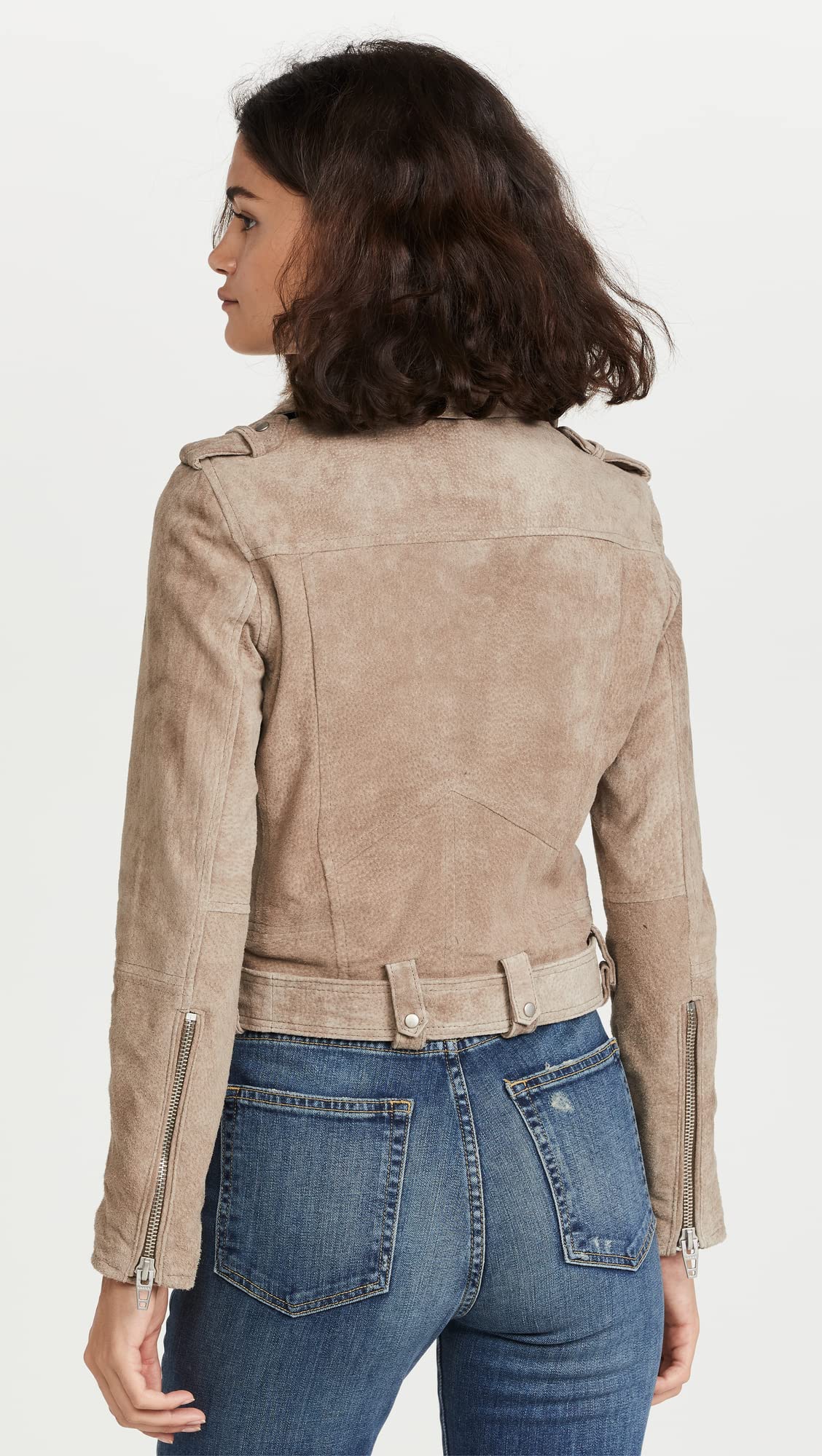 [BLANKNYC] womens Luxury Clothing Cropped Suede Leather Motorcycle Jackets, Comfortable & Stylish Coats, Sand Stoner, X-Large