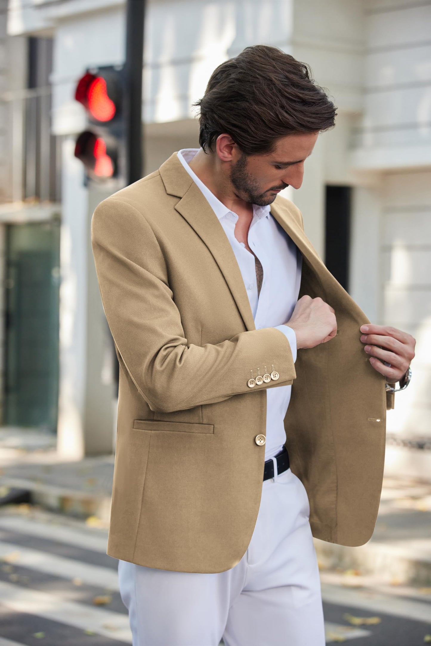 COOFANDY Men’s Casual Blazer Jacket Slim Fit Sport Coat Fashion Suit Blazer Khaki, M