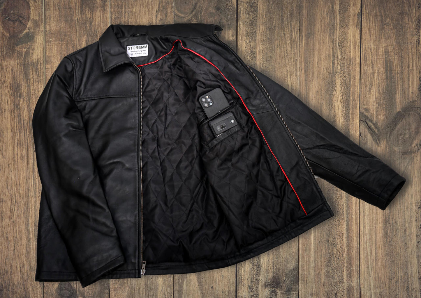 Storemm Men's Genuine Lambskin Leather Classic Biker Style Jacket | Biker leather Jacket Men (L)