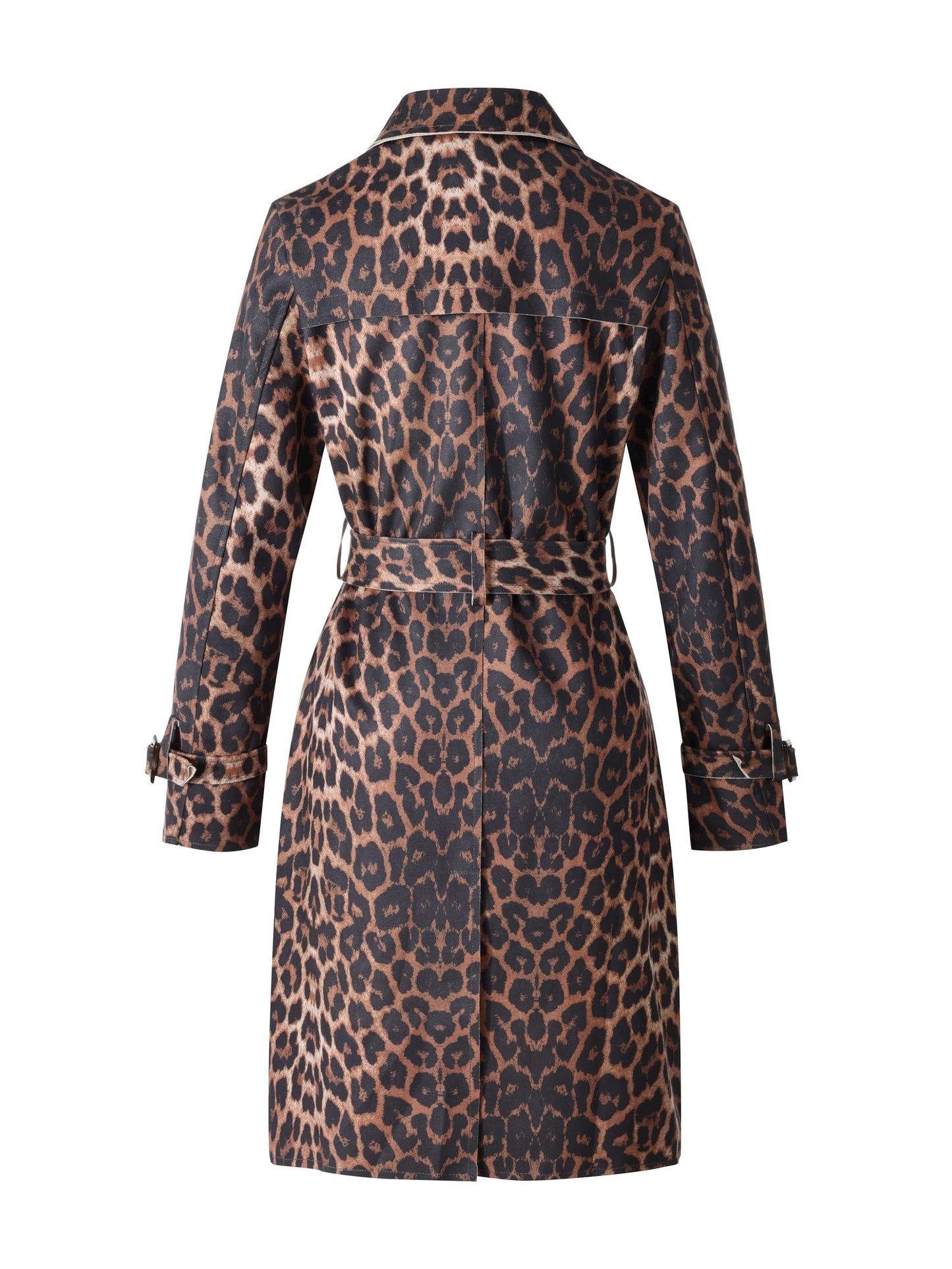 Bellivera Women Faux Suede Leather Jacket,Spring Fall Clothes Winter Long Trendy Trench Coat, Lightweight Windbreaker with Belt 18CLA Leopard M