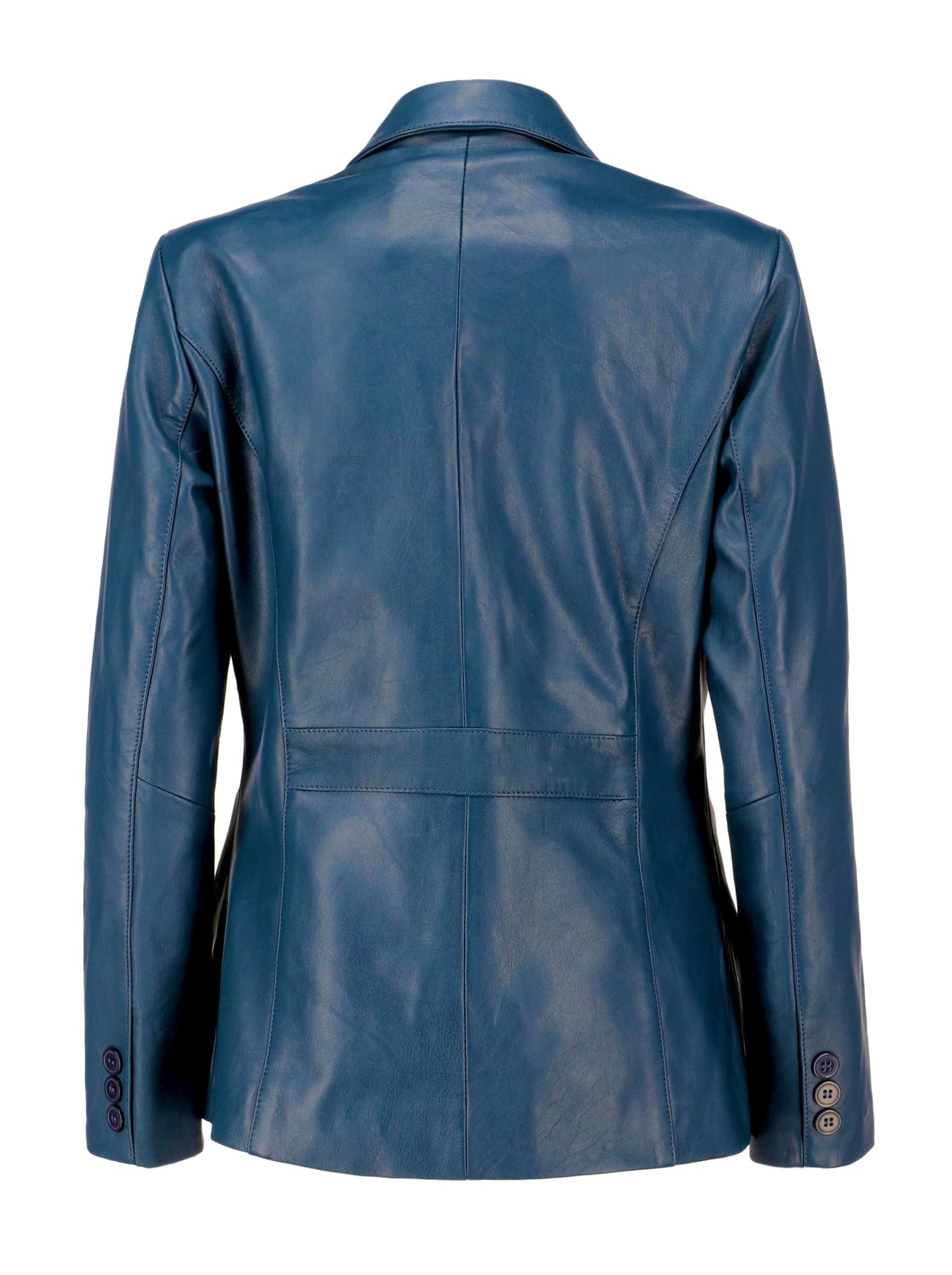 Jild Classic 2-Button Lambskin Leather Blazer Women - Casual Coat Long Sleeves Suit Style Leather Jacket Women (LC-Blue-3XL)