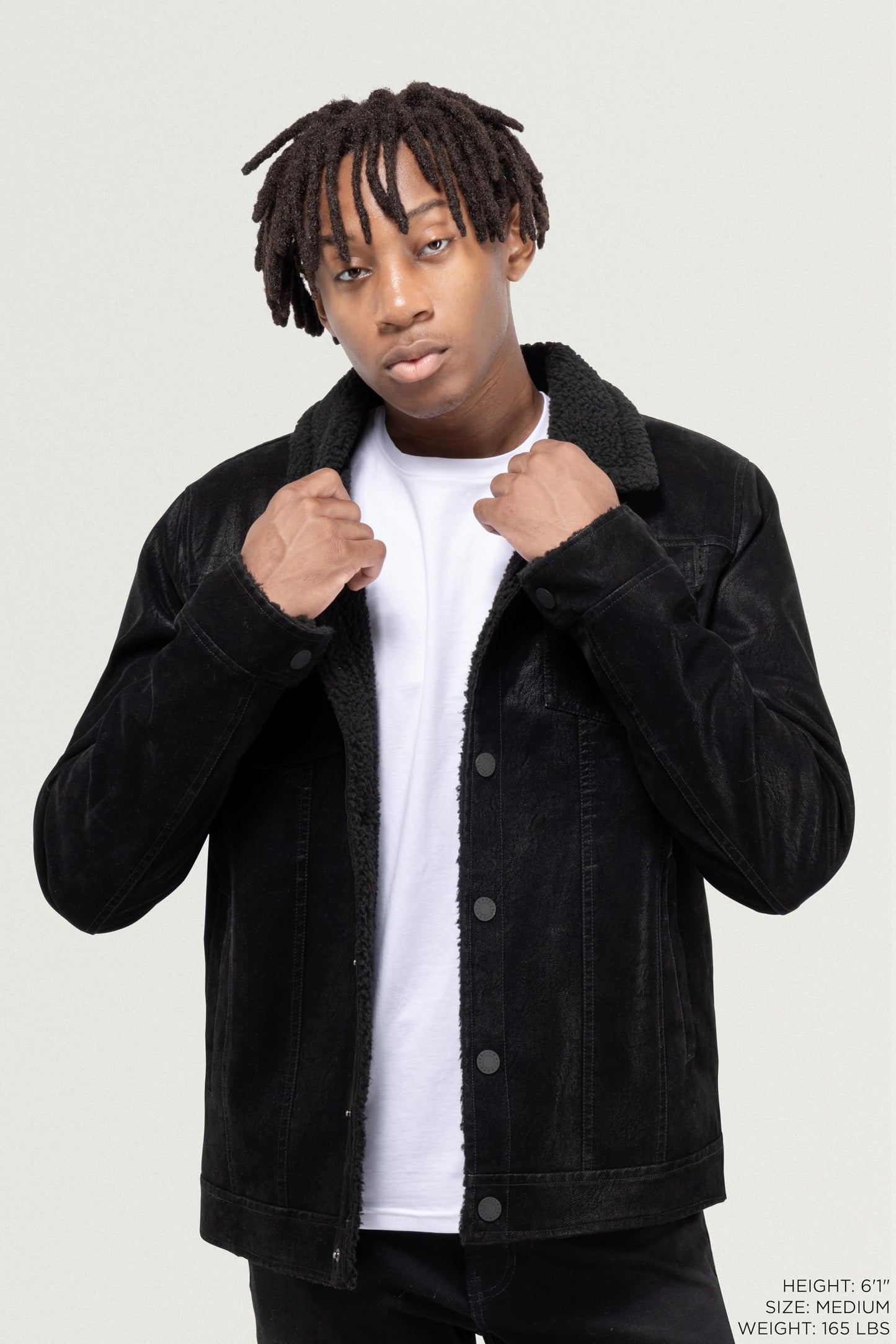 X RAY Mens Faux Leather Jacket, Fall Coat Suede Ranger Jacket With Faux Shearing Lining, Black, Medium