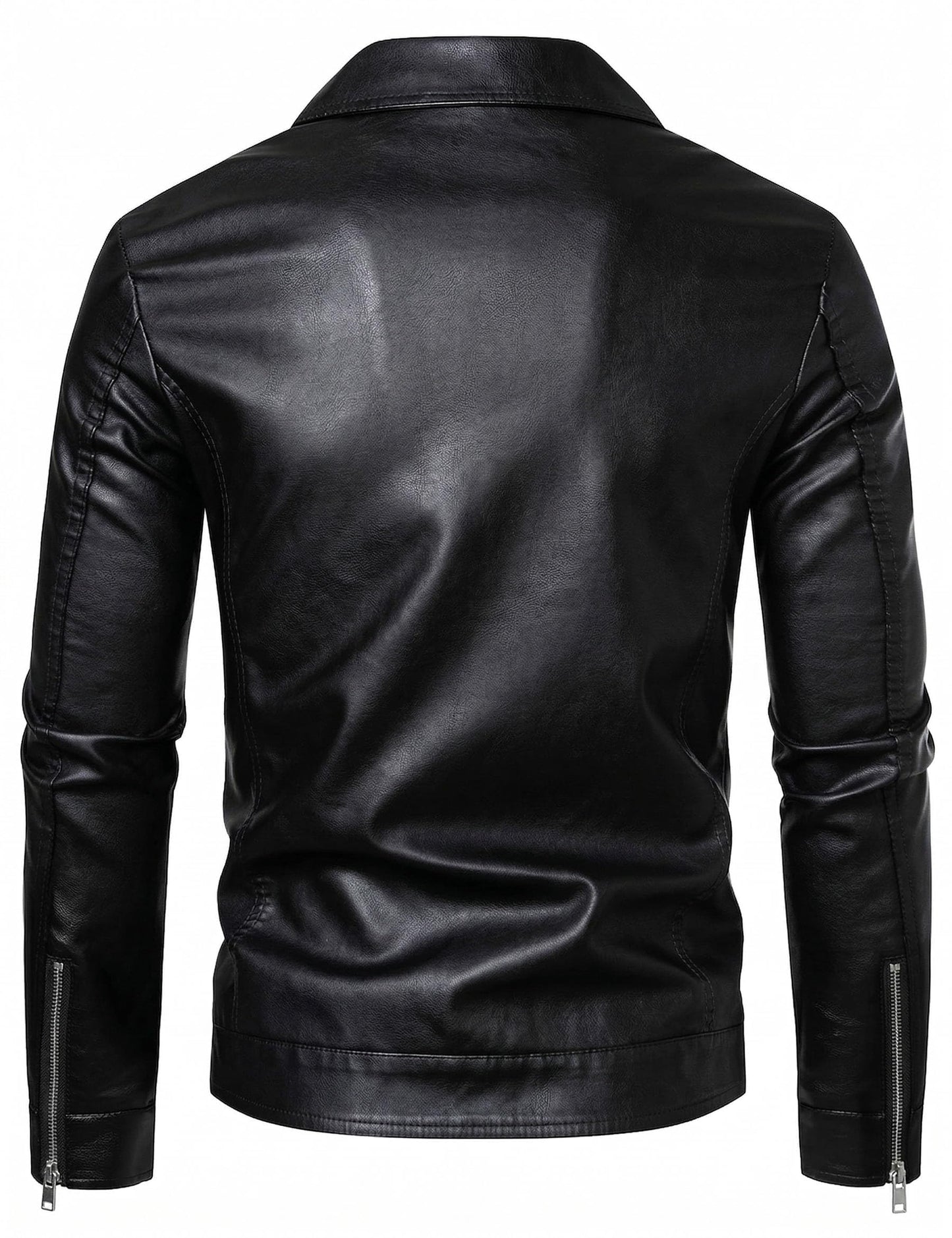Zbrandy Black Leather Jacket Men Faux Leather Jackets Motorcycle Jacket Casual Zip Up with Turn-Down Collar Biker Outerwear Coat XL