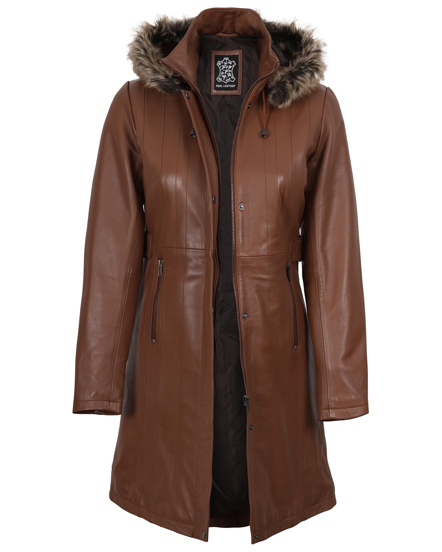 Decrum Disc Parka Jacket Women - Brown Leather Coat | [1309385] Jean, XL