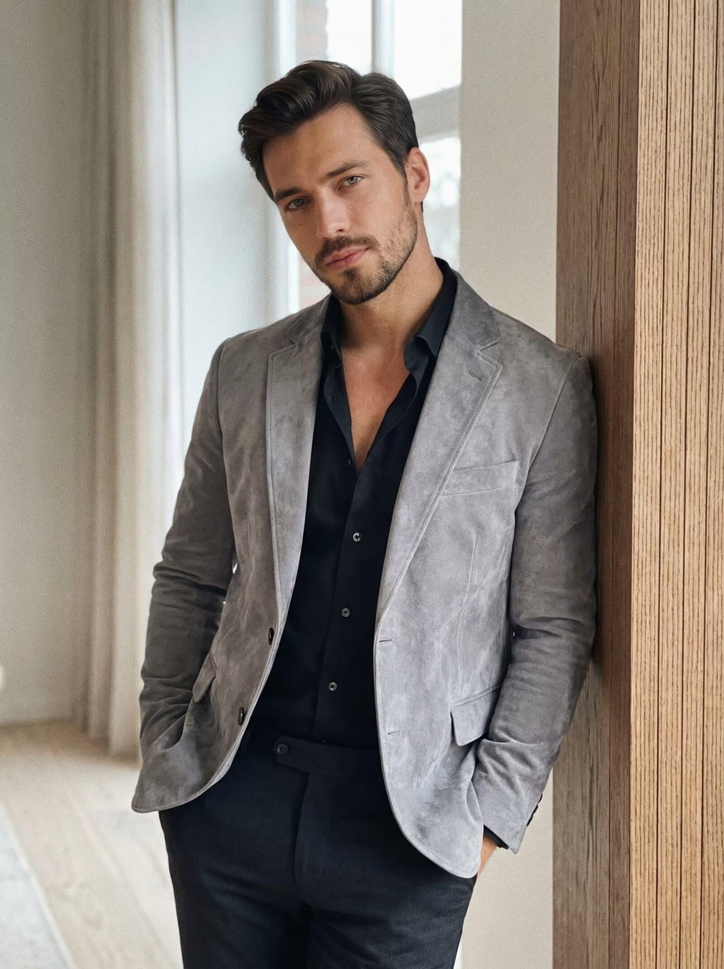 Suede Blazer for Men Grape Retro Mens Blazer Suede Suit Jacket for Mens Jacket Men Casual Blazers Faux Leather Business Wedding Prom XXL