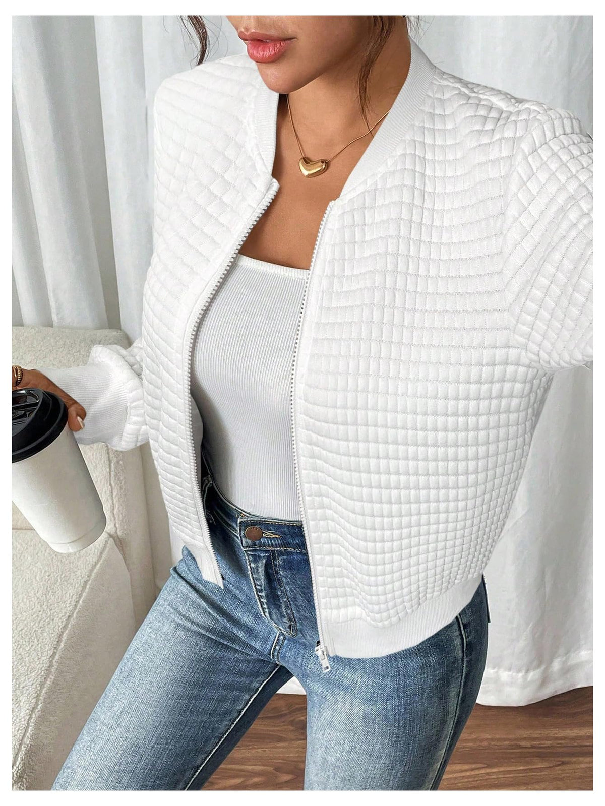SOLY HUX Women's Zip Up Bomber Jackets Long Sleeve Dressy Casual Outerwear