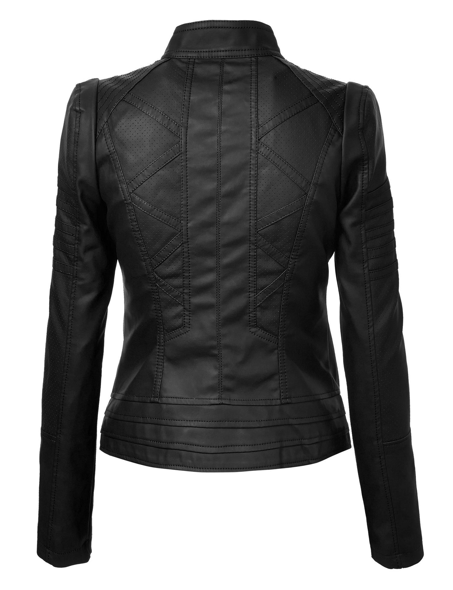 Made By Johnny MBJ WJC746 Womens Vegan Leather Motorcycle Jacket XS Black