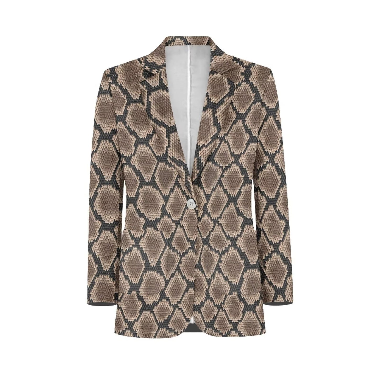 Sprowallow Snake Skin Print Men Blazer Casual Sports Coat Notched Lapel Fit One Button Jacket Suit with 2 Pockets