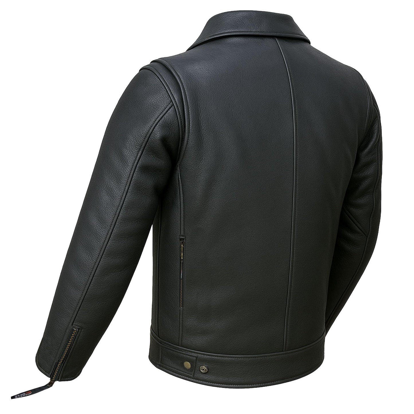 OUTRIDER Men's Motorcycle Jacket, Premium Natural Buffalo Leather, CE Armor, Utility Pockets, Biker Touring Black XL