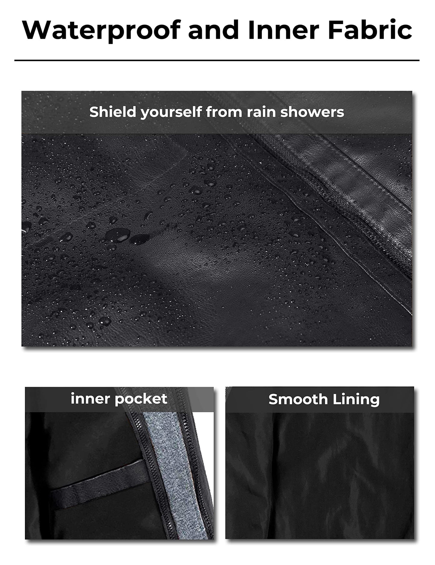 wantdo Men's Spring Faux Leather Jacket with Hood Outdoor Jacket Black Large (Lightweight)