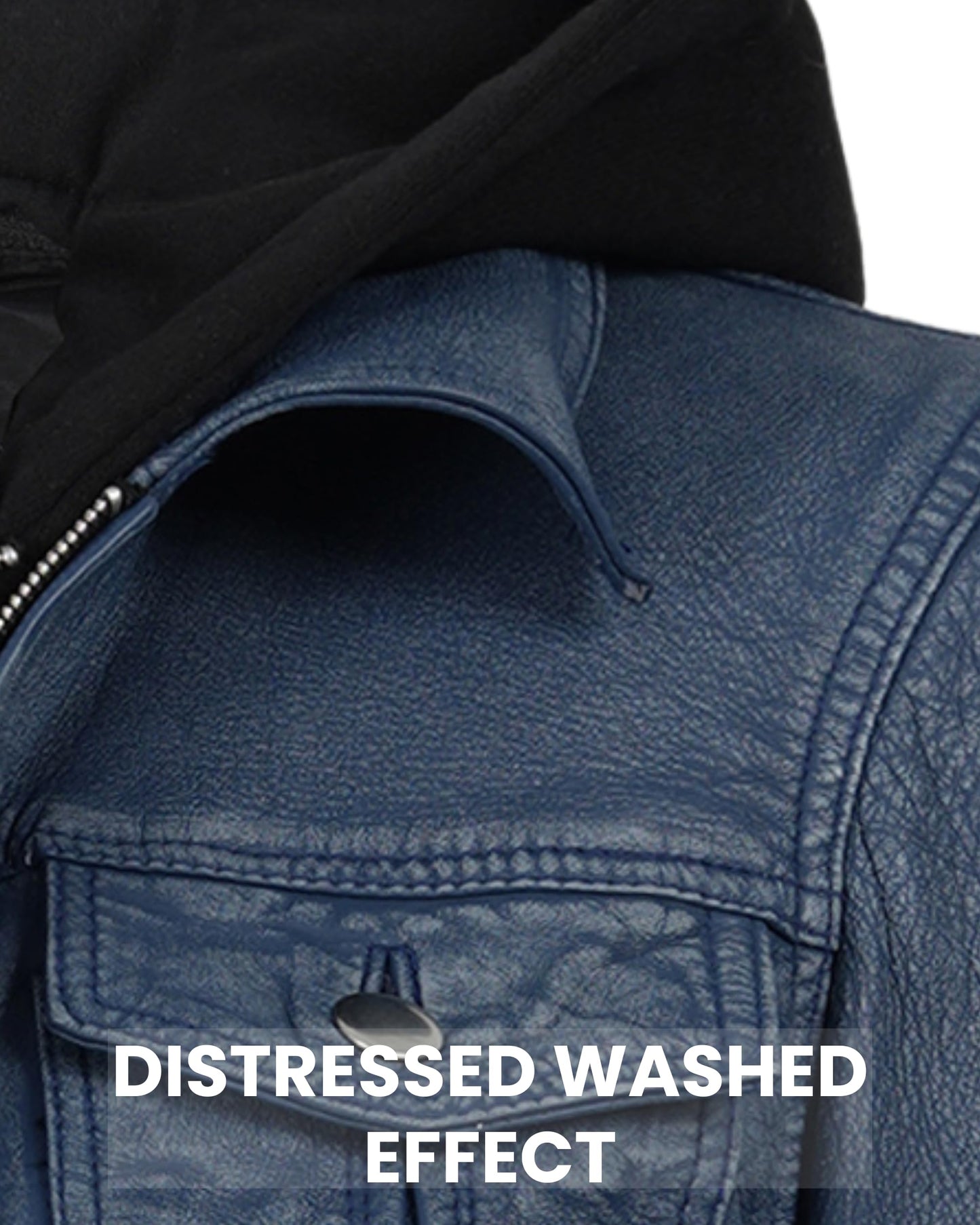 Decrum Leather Jacket With Hood - Leather Jacket With Hood | [1332716] Betty Washed Blue, XXL