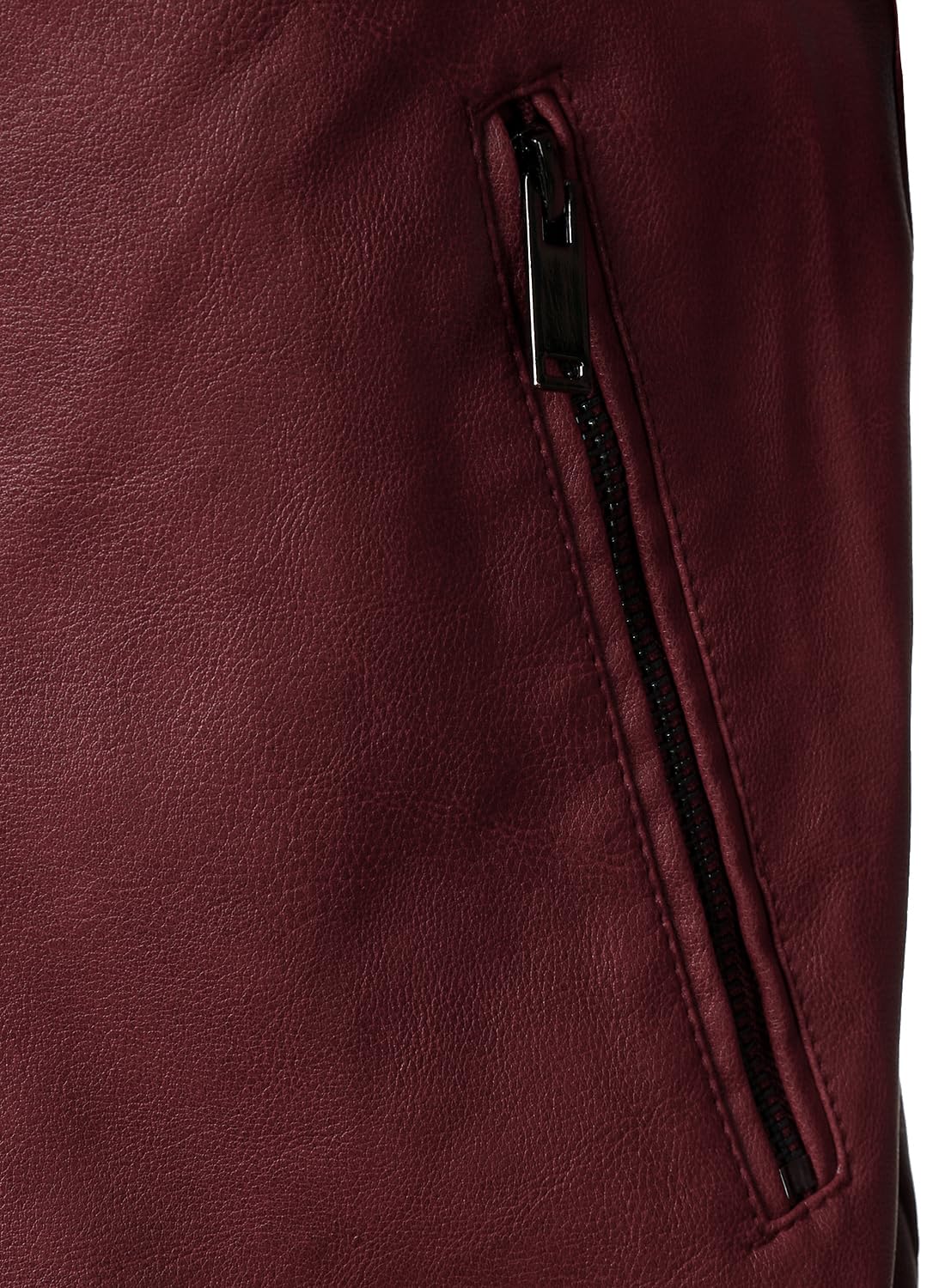 HOOD CREW Men’s Faux Leather Motorcycle Jackets Stand-up Collar Leather Jacket Vintage Coats Outwear Red M