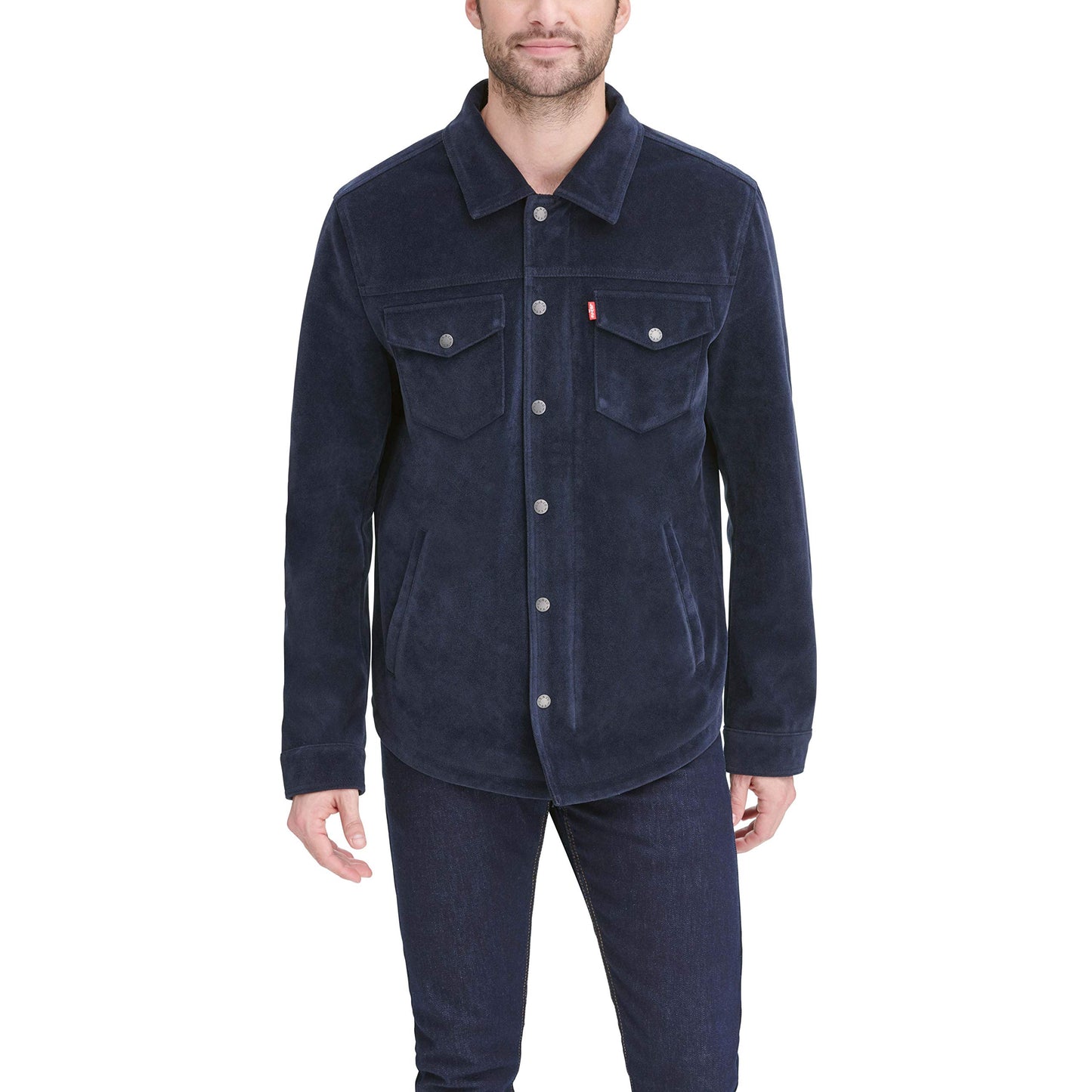 Levi's mens Shirt Faux Leather Jacket, Navy Faux Suede, X-Large US