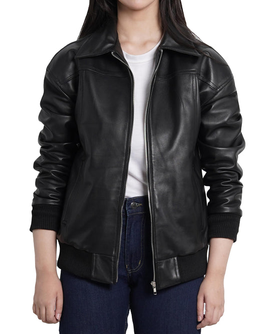 Decrum Disc Women Oversize Jacket - Leather Jacket Women | [1328573] Myrtle Blck, M