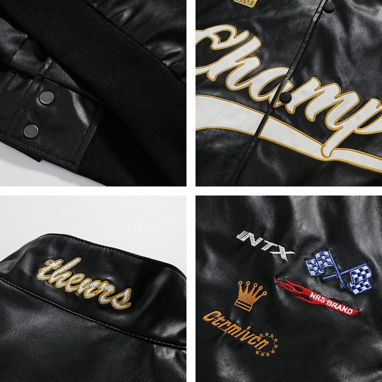Aelfric Eden Faux Leather Jacket Oversized Racing Motorcycle Jackets Moto Coats Unisex Trendy Streetwear Jacket
