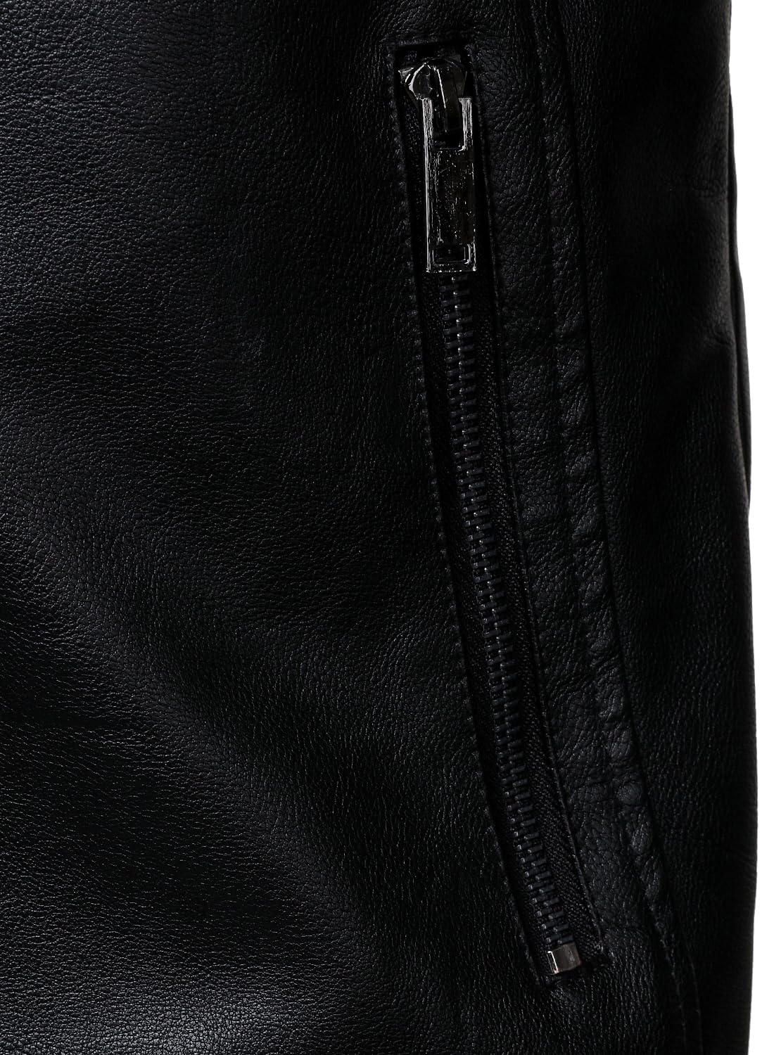 HOOD CREW Mens PU Leather Jacket Classic Style Turn Down Collar Faux Leather Biker Jackets Black M