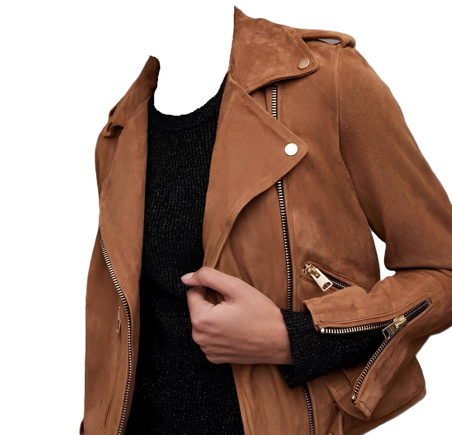 Women's Suede Leather Jacket Genuine Leather Western Fashion Jackets Brown Vintage Retro Style #03 (US, Alpha, Small, Regular, Regular, Brown)