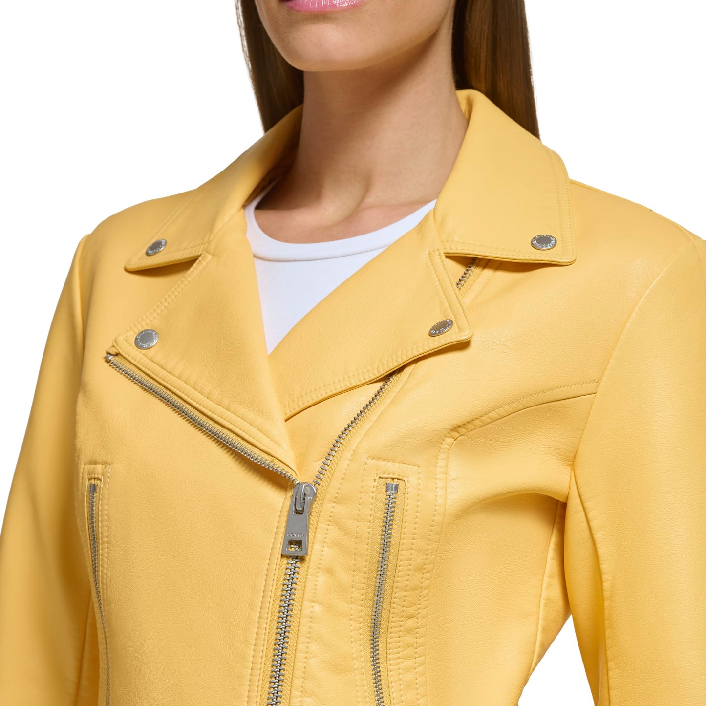 Levi's Women's Faux Leather Asymmetrical Moto Jacket, Amber Cream, Large