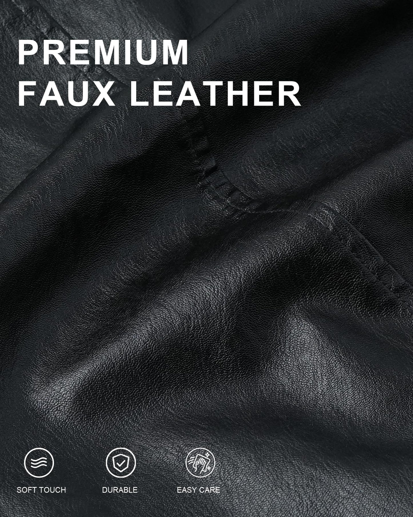 Arkgene Mens Leather Jacket Faux Leather Motorcycle Jackets Blazer for Men Biker Coat Outwear Black M
