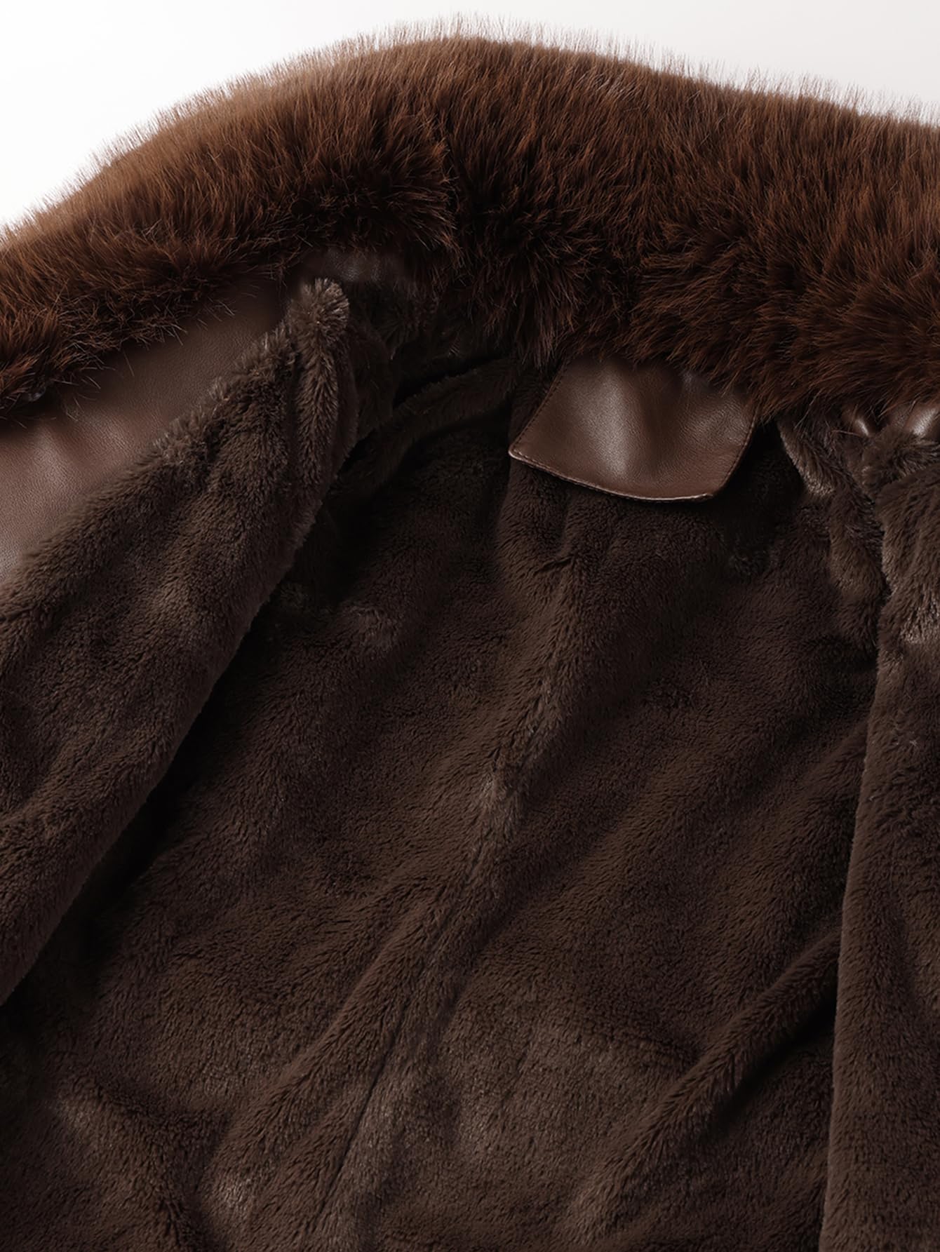 Bellivera Women's Faux Leather Jacket Moto Sherpa-Lined Coat Brown L