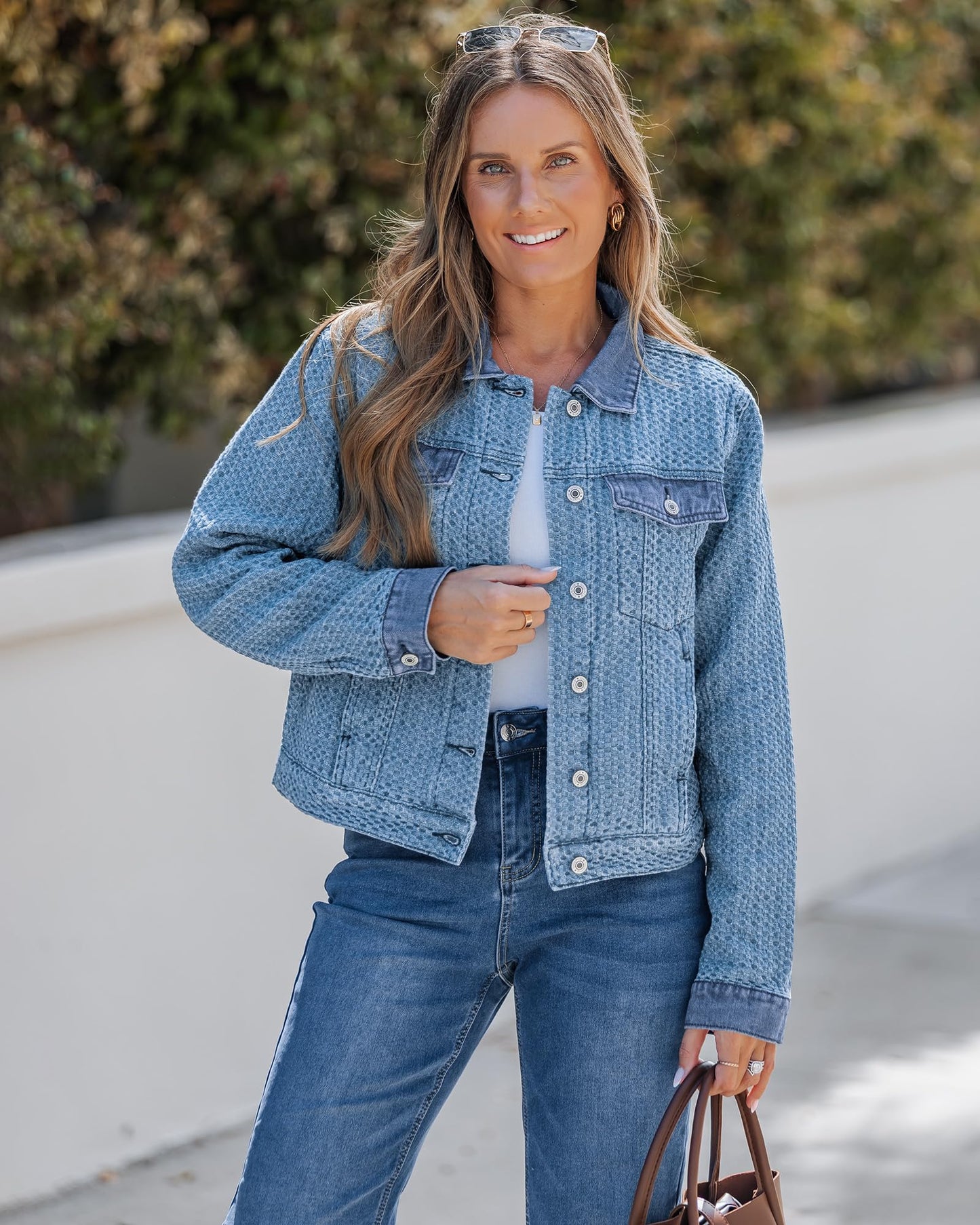 luvamia Jean Jackets for Women Trendy Womens Jean Jacket Medium Blue Denim Jacket for Women Western Jackets for Woman Medium Blue Size Medium Fits Size 8-10
