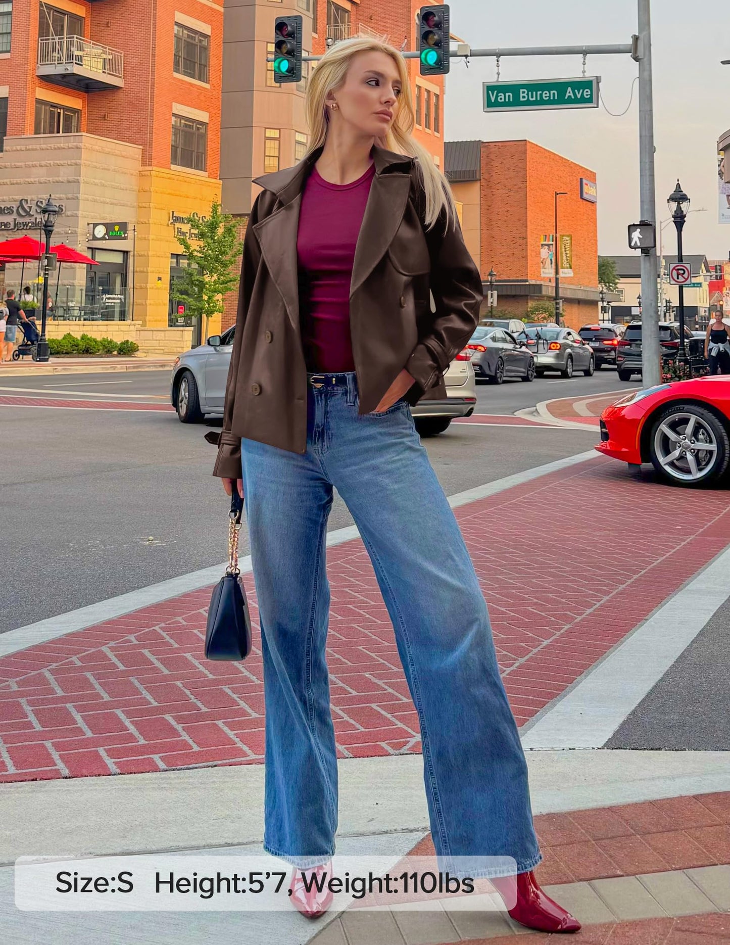 ZESICA Women's Faux Leather Jackets Oversized Fall Fashion Button Motorcycle Coats Outwear 2026 Winter Outfits Clothes,Brown,Medium