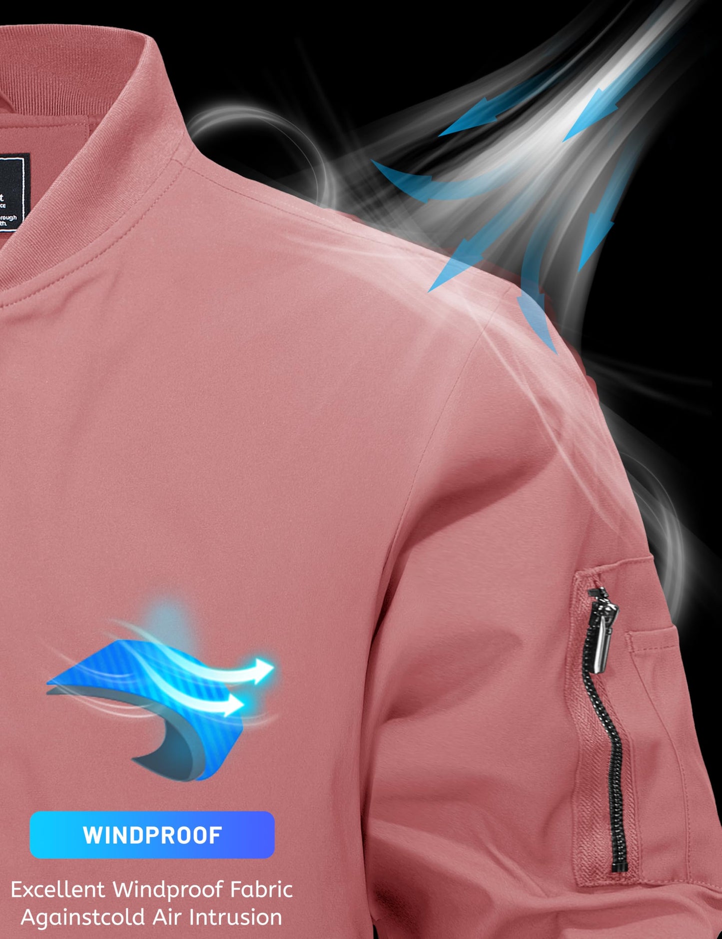 TACVASEN Men's Bomber Jackets Thermal Quilted Jacket Water Resistant Warm Winter Coats GrayPink XL
