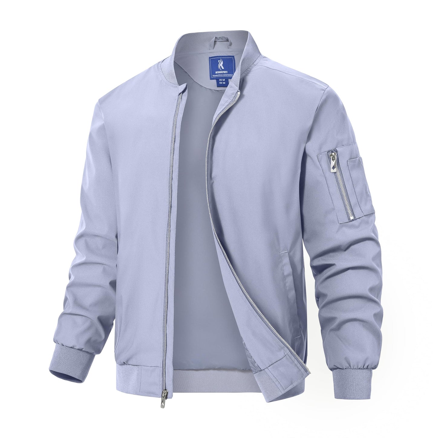 Rapoo Men's Windbreaker Jacket Lightweight Waterproof Zip LightGrey S