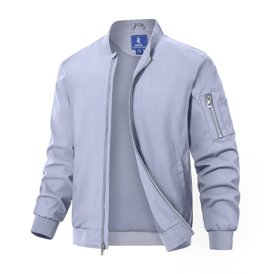 Rapoo Men's Windbreaker Jacket Lightweight Waterproof Zip LightGrey S