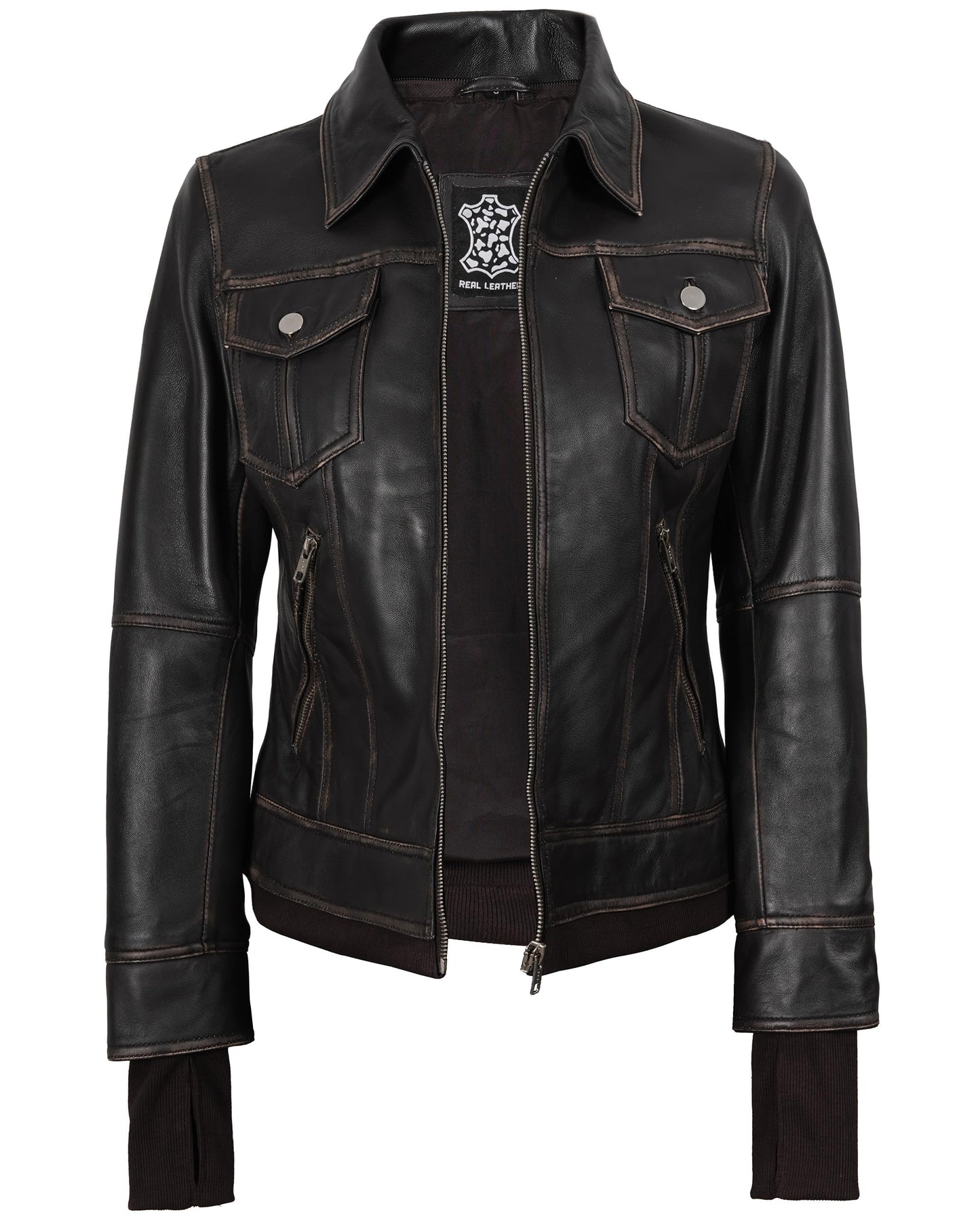 Blingsoul Biker Hooded Leather Jacket For Women | [1316123] Betty Ruboff, M