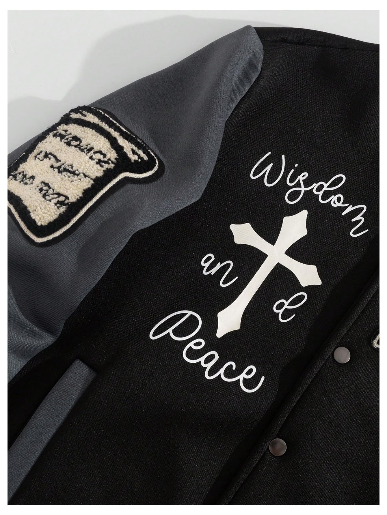 SOLY HUX Men's Letter Graphic Color Block Y2k Varsity Jacket